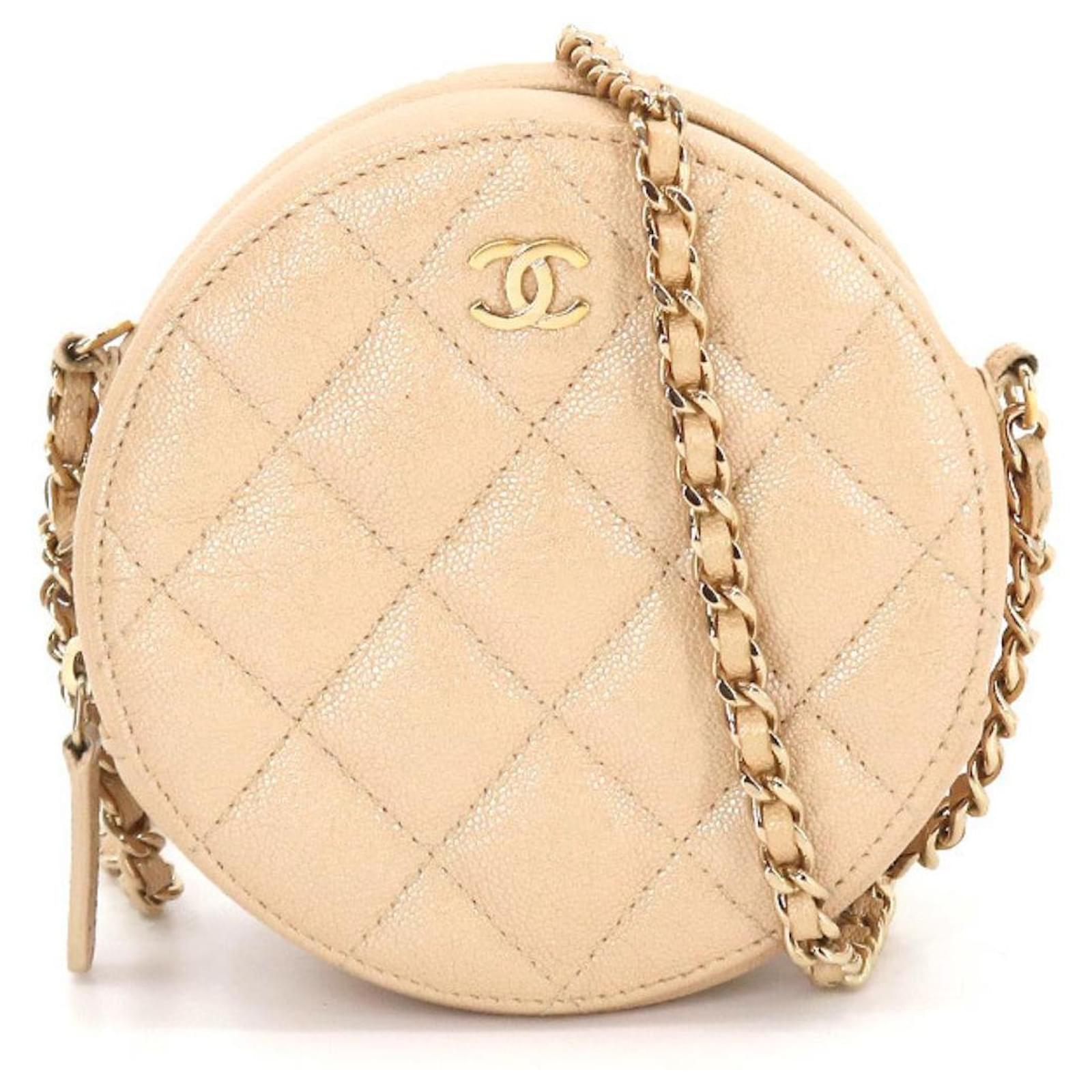 Chanel Round on Earth Shoulder Bag in Pink Quilted Grained Leather