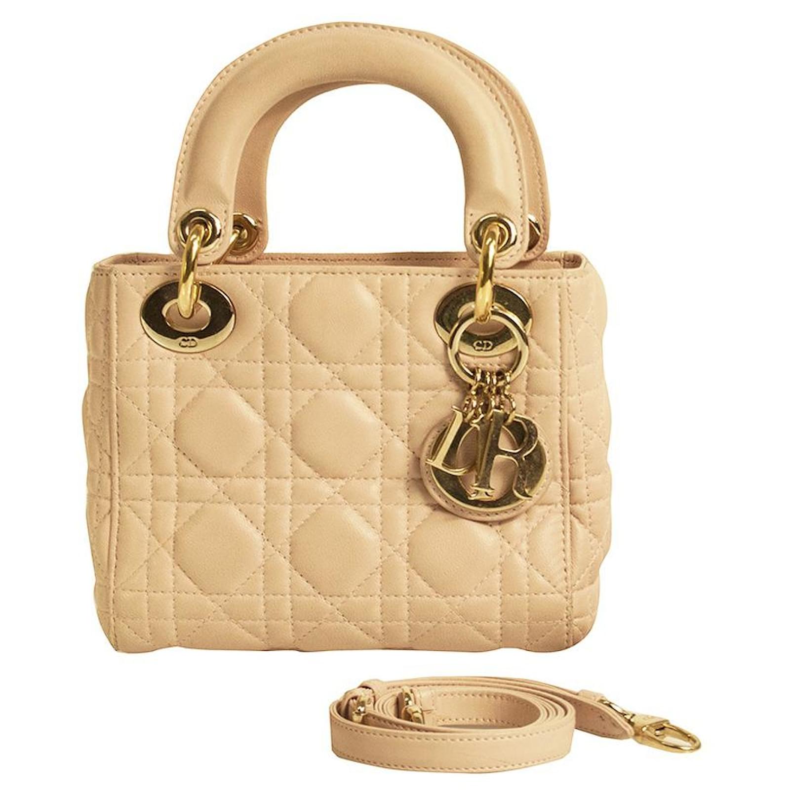 Christian Dior Mini Lady Dior baby pink quilted Cannage leather shoulder  handbag ref.910840 - Joli Closet