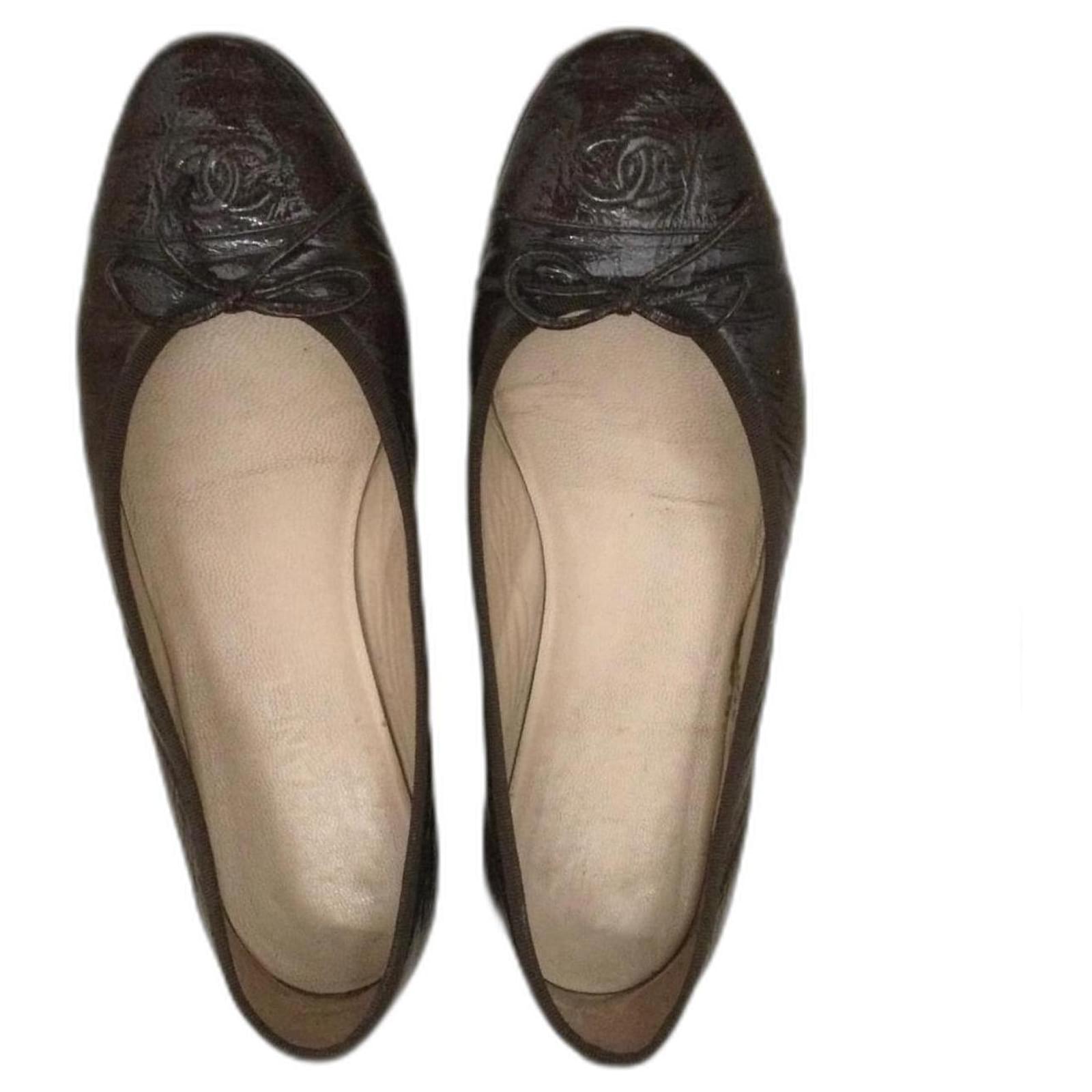 Cambon Chanel Ballet flats Brown Patent leather ref.910918 - Joli Closet
