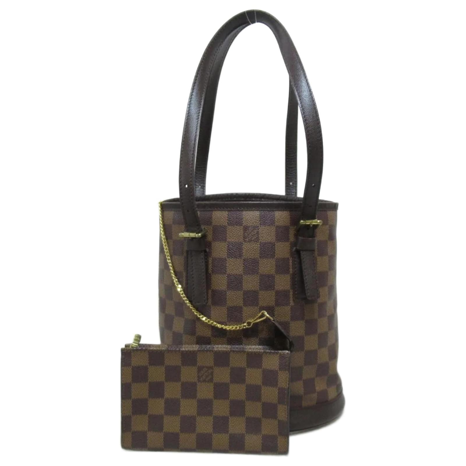 Louis Vuitton Damier Ebene Marais Bucket Bag with Pouch N42240 Brown Cloth  ref.870675 - Joli Closet