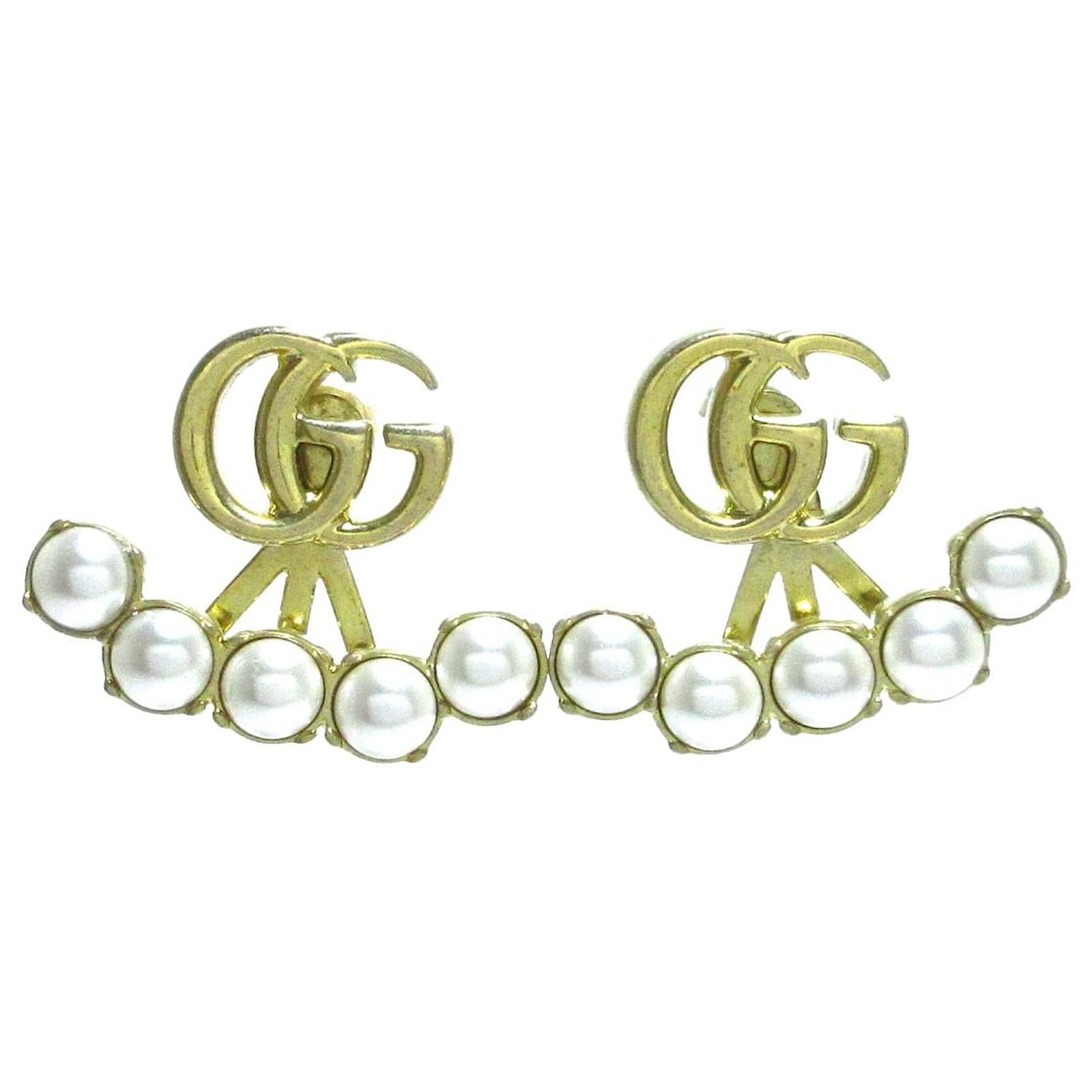 Gucci Pearl Double G Earrings - Gold