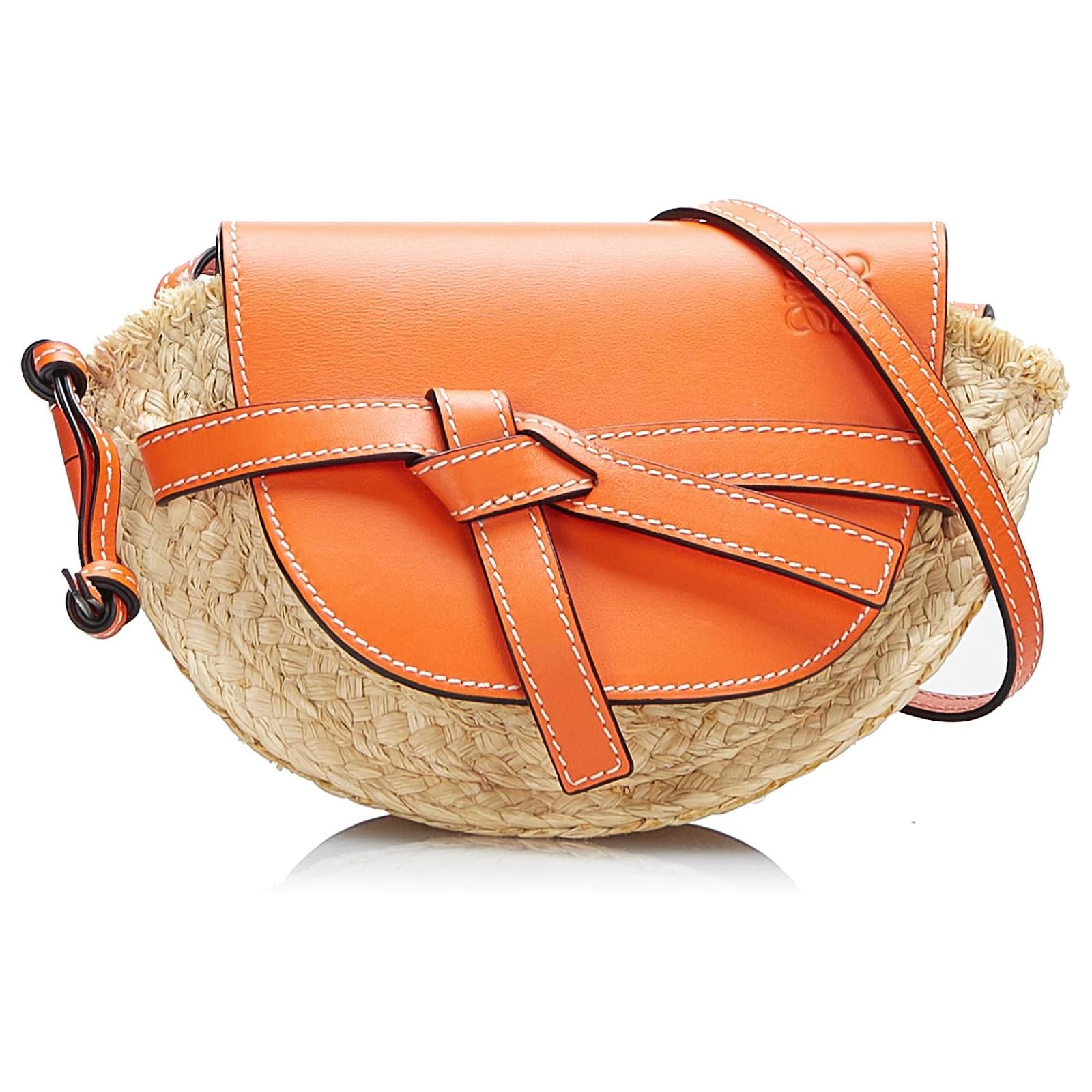 Loewe Orange Mini Gate Crossbody Bag Leather Pony-style calfskin