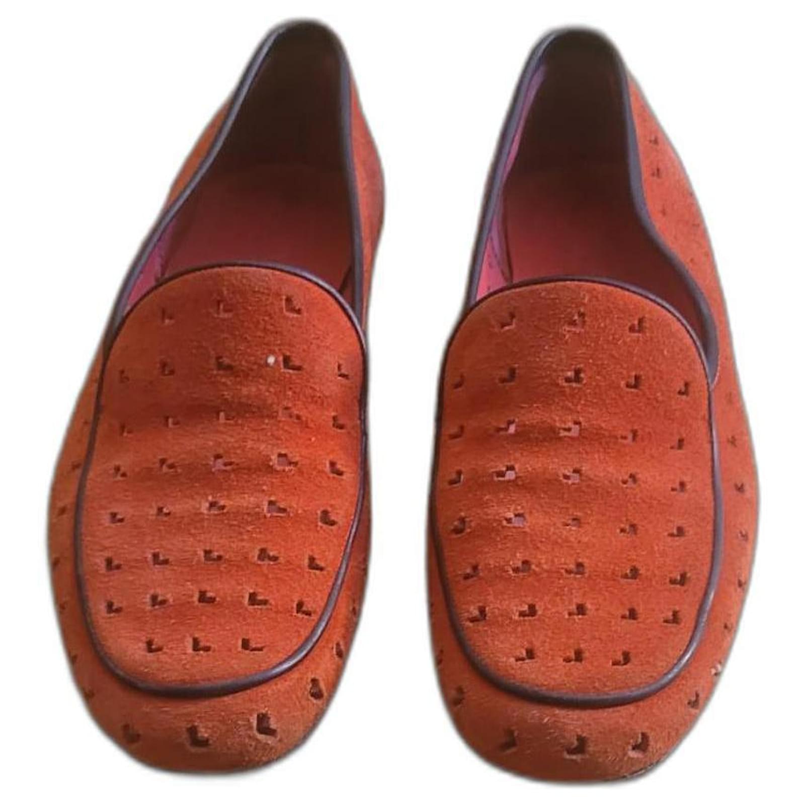 Loewe Red openwork loafers Leather Deerskin ref.912293 - Joli Closet