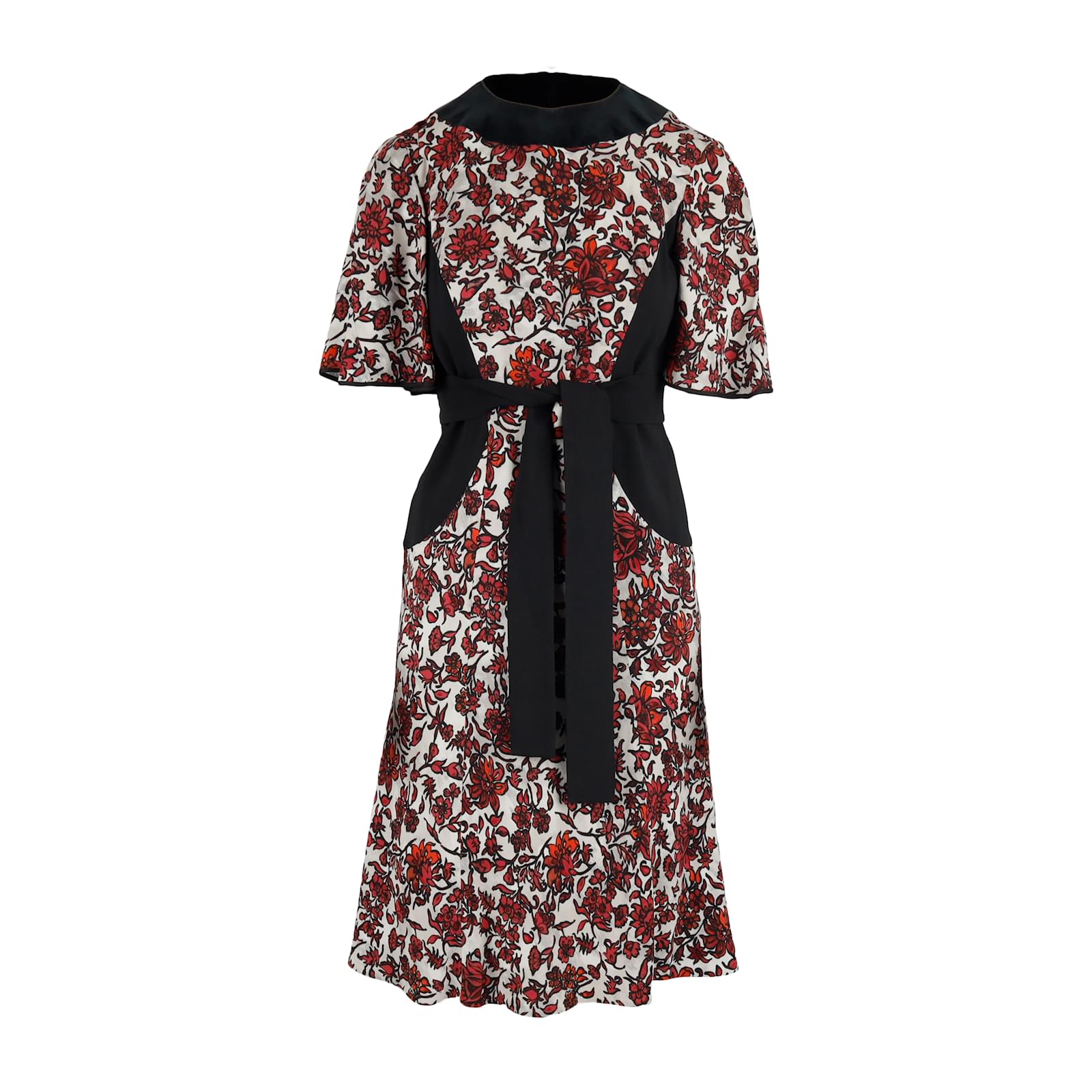 Louis Vuitton Red Black Floral Printed Dress Multiple colors Viscose  ref.912377 - Joli Closet