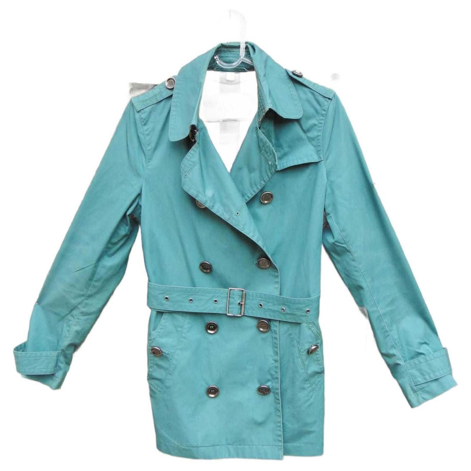 trench coat Burberry Brit 38 Light blue Cotton ref.912405 - Joli Closet