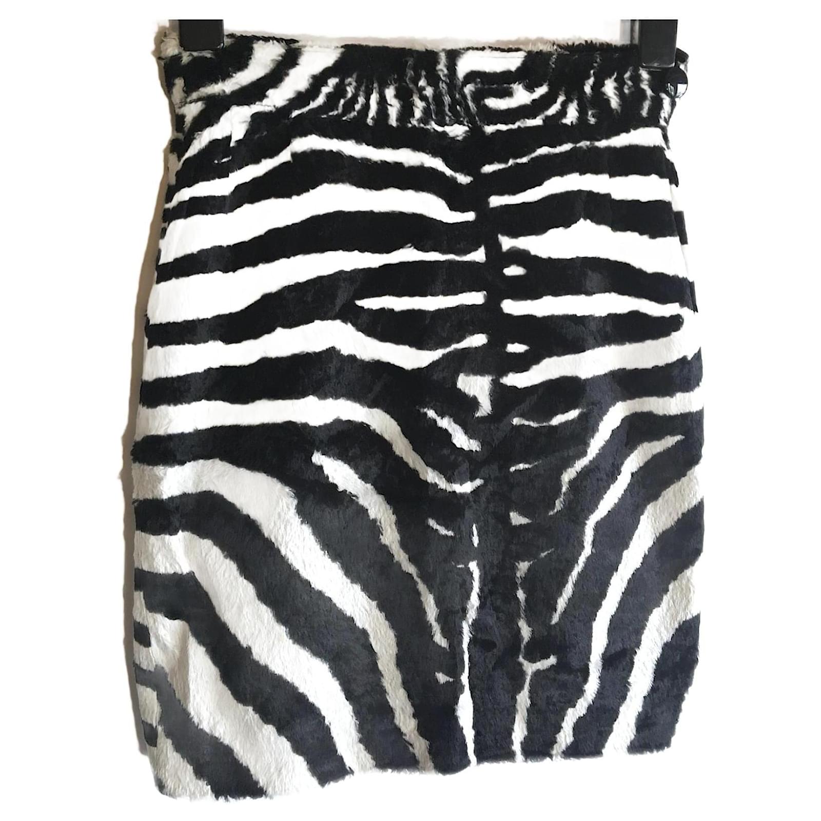 GENNY Jacquard Zebra Mini Skirt T38 Zebra print Cotton Viscose