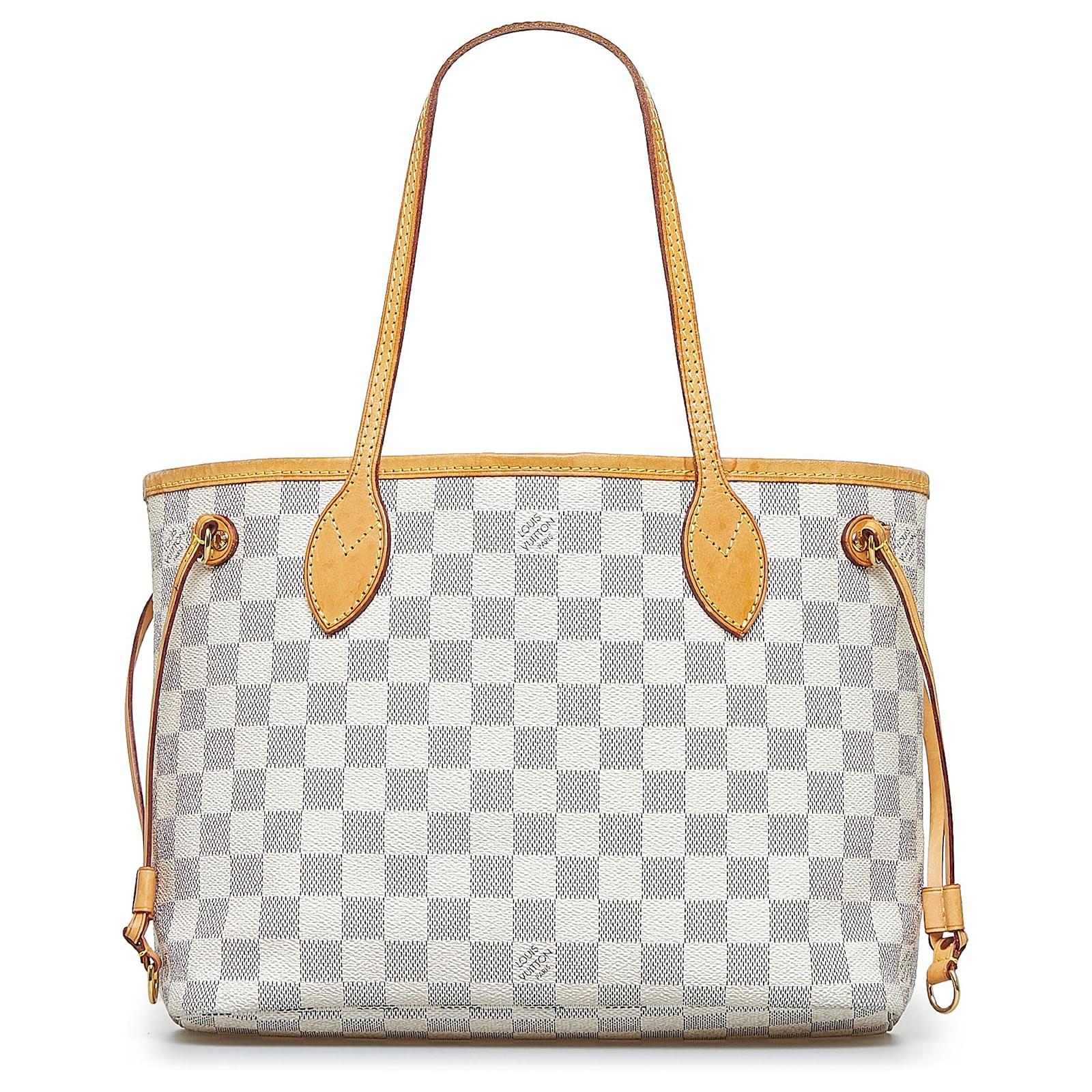 Louis Vuitton Damier Azur Neverfull PM Tote Bag White Leather ref