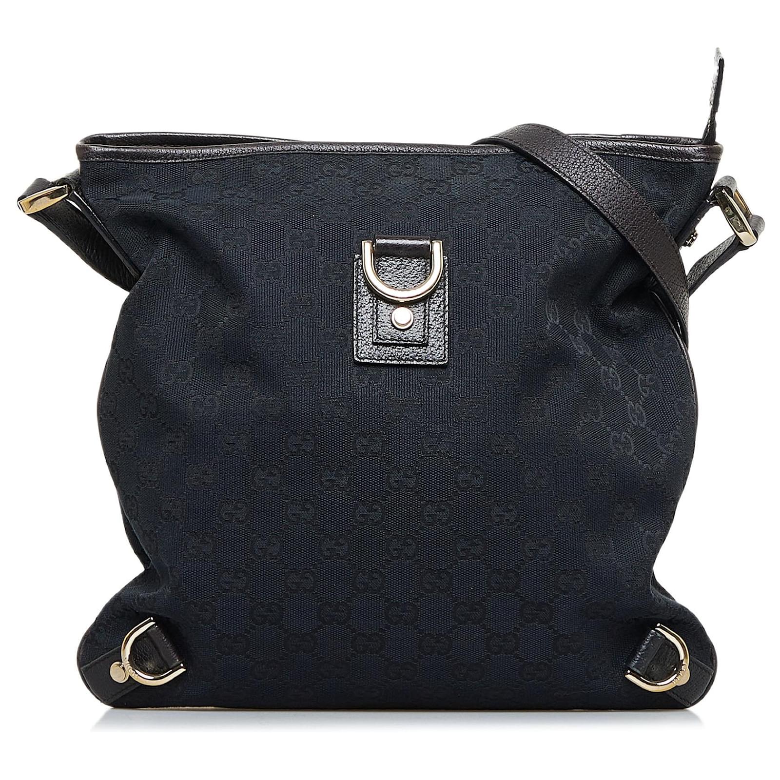 Gucci GG Abbey D-ring Hobo Shoulder Bag Black Patent Leather 