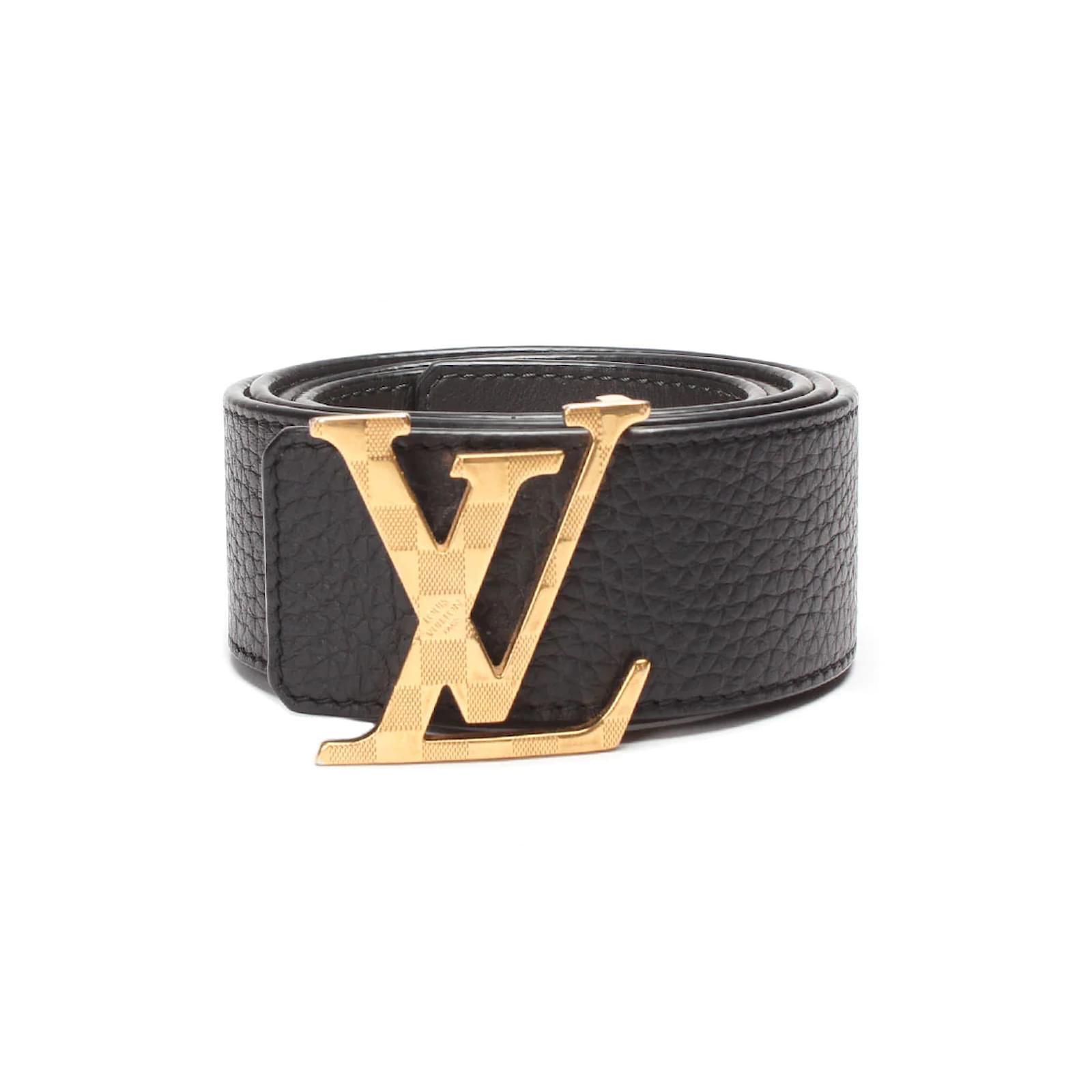 Louis Vuitton LV Initiales Leather Belt M0333 Black Pony-style