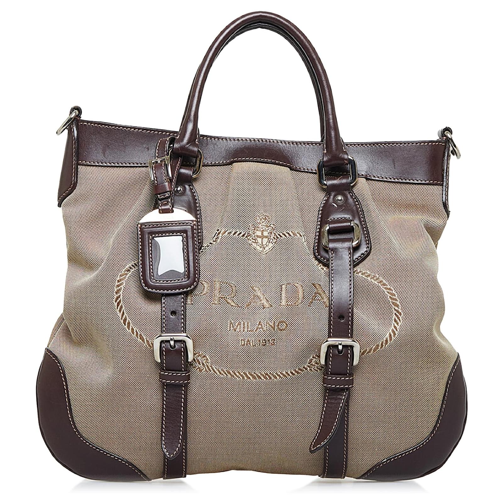 Brown Prada Canapa Logo Satchel