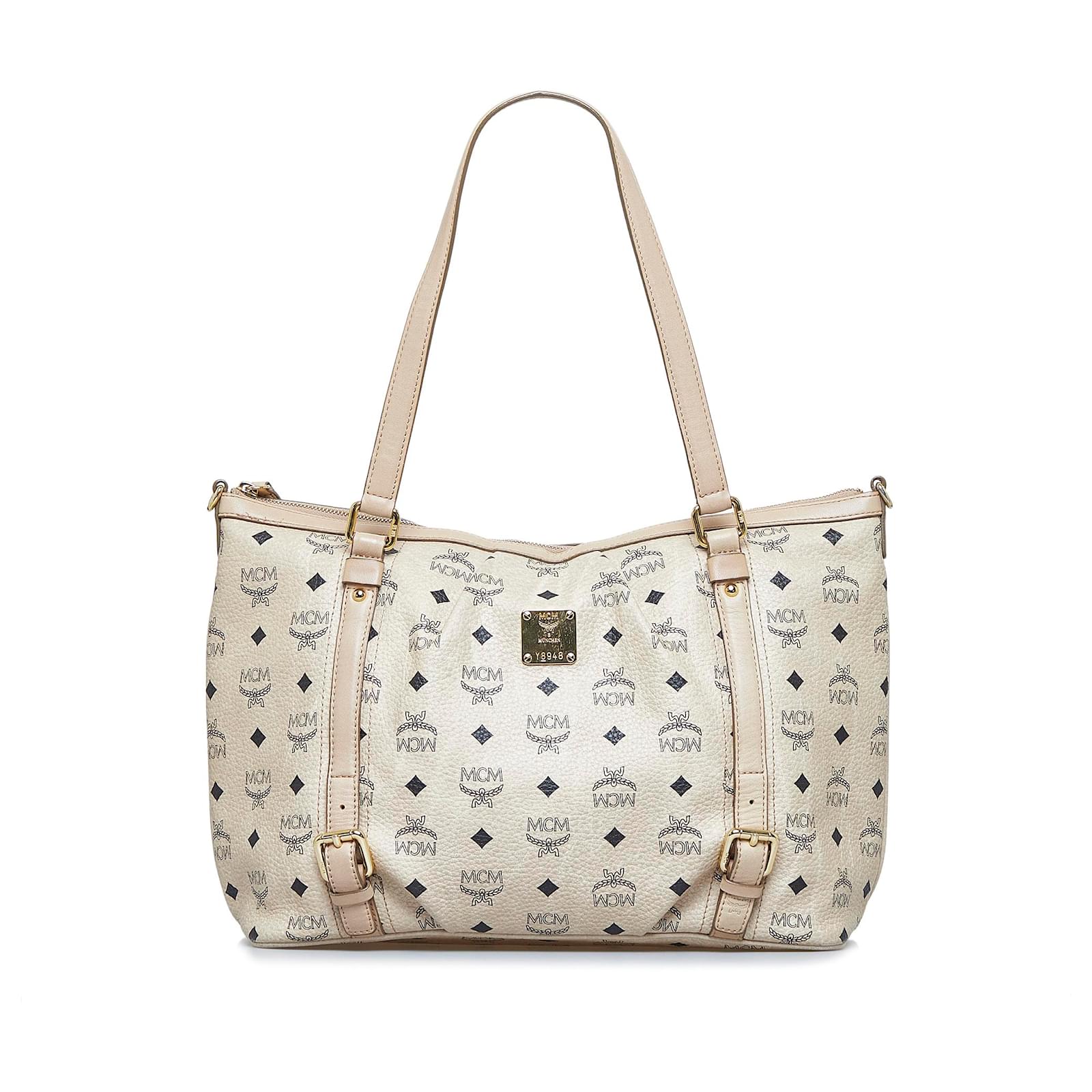 Mcm Visetos Zip Top Tote Bag