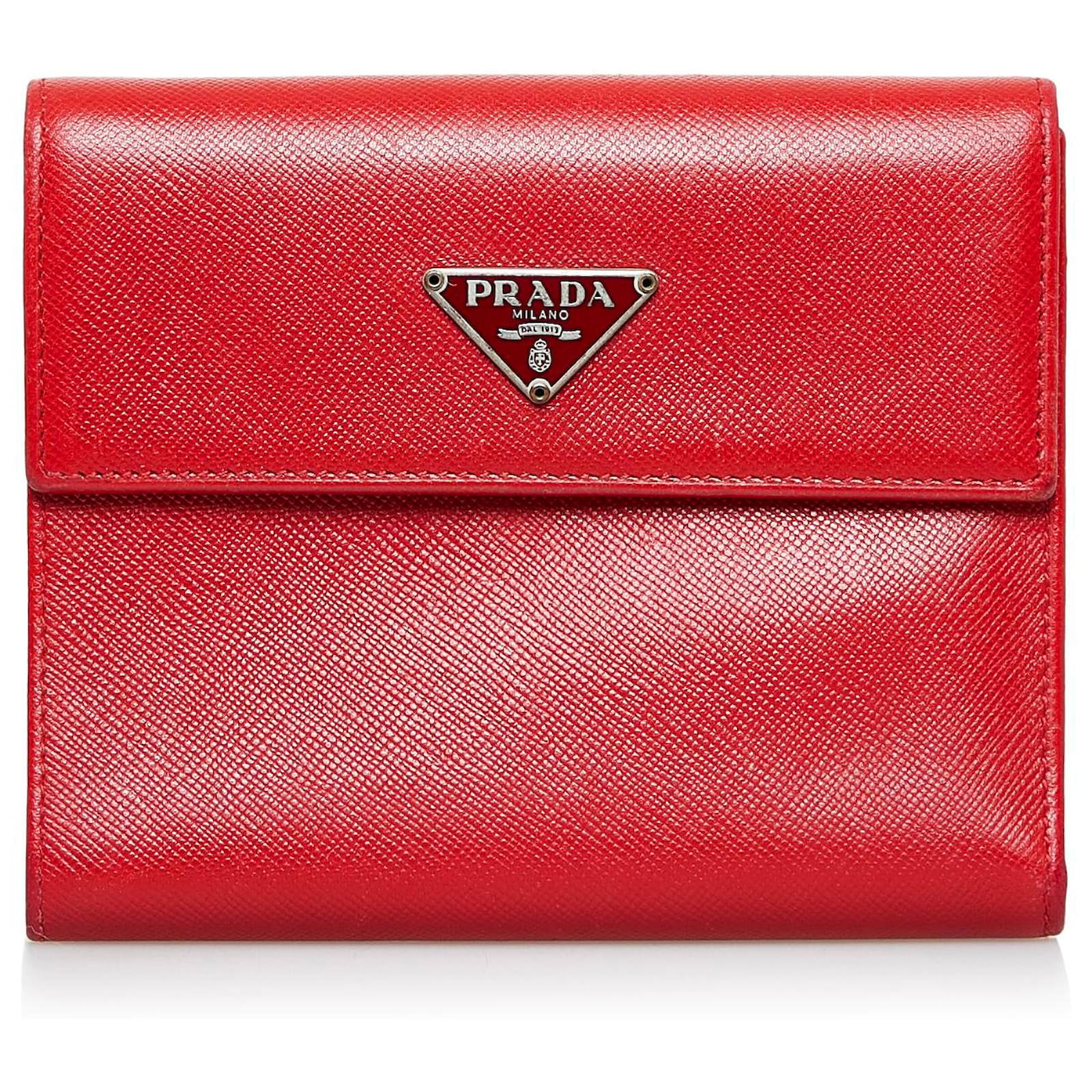 Prada saffiano wallet red sale