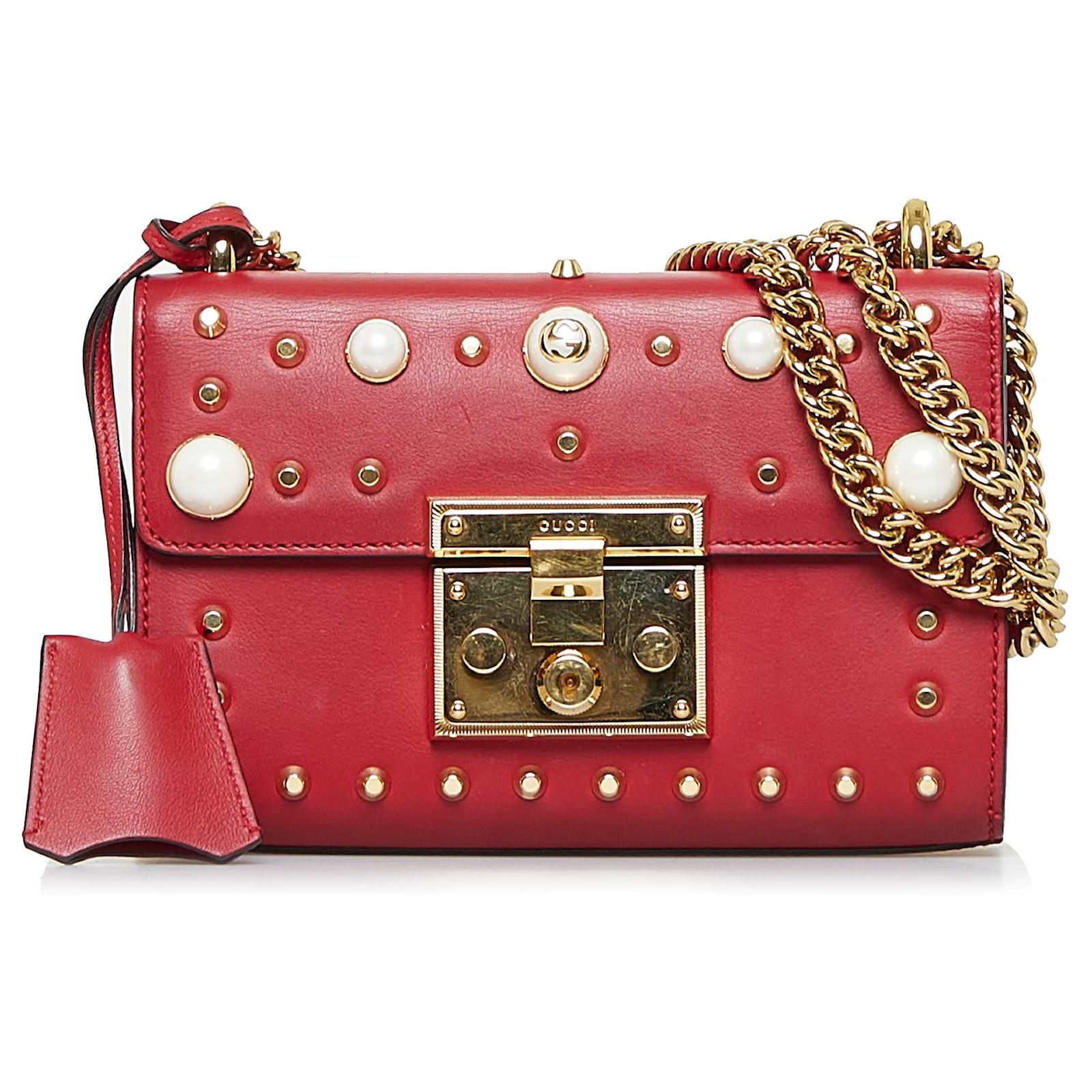 Gucci Pearl Studded Padlock Shoulder Bag