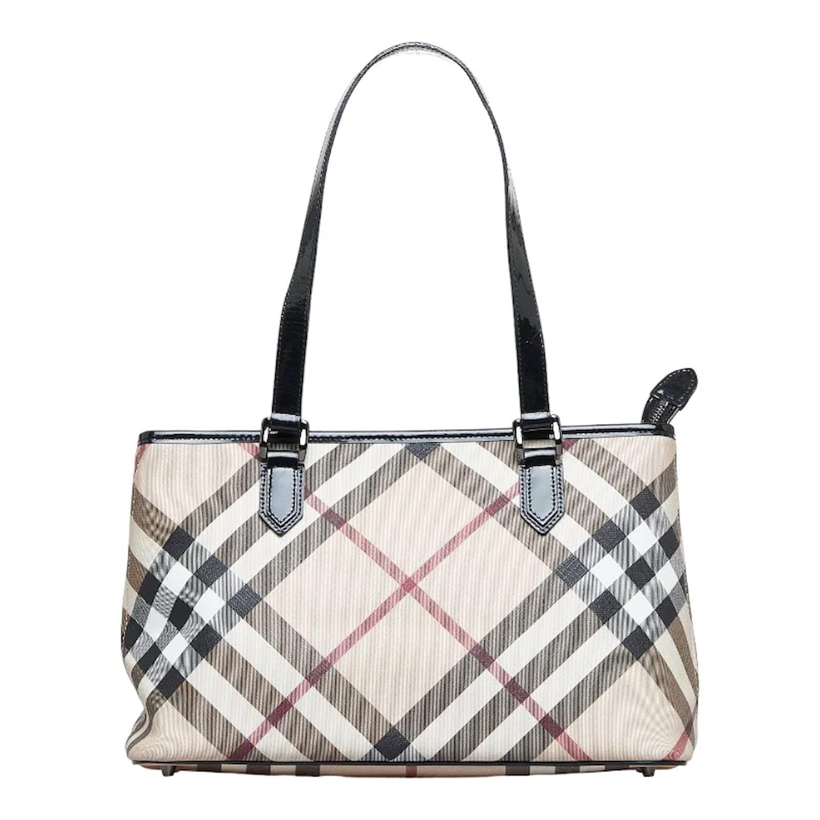 Shopper Checked Canvas Tote Bag in Multicoloured - Burberry