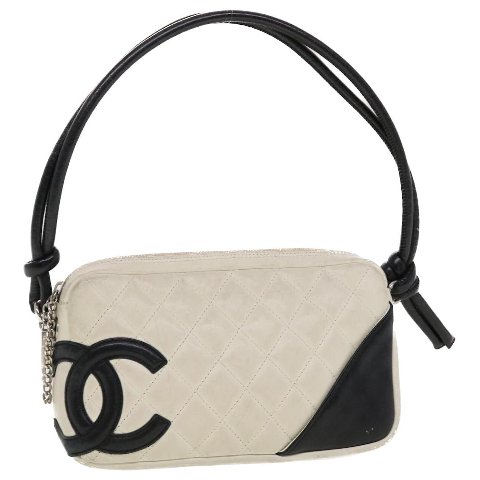 Chanel Ligne Cambon Quilted Pochette White Black Shoulder Bag