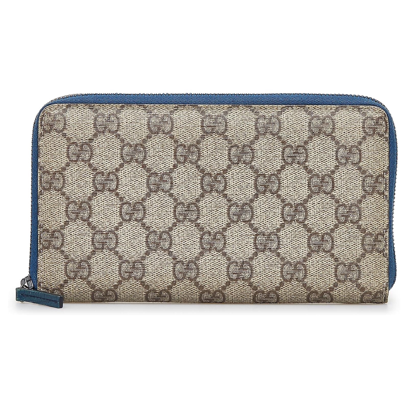 Gucci Zip Pouch GG Blooms Blue/Beige in Coated Canvas with Silver