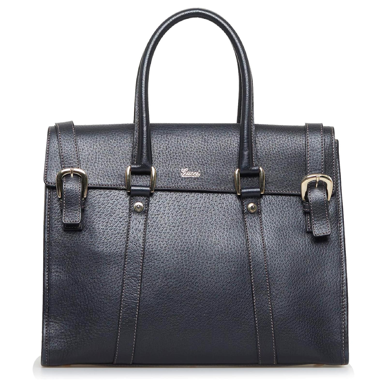 Gucci Blue Leather Satchel Navy Blue Pony-style Calfskin Ref.914362 