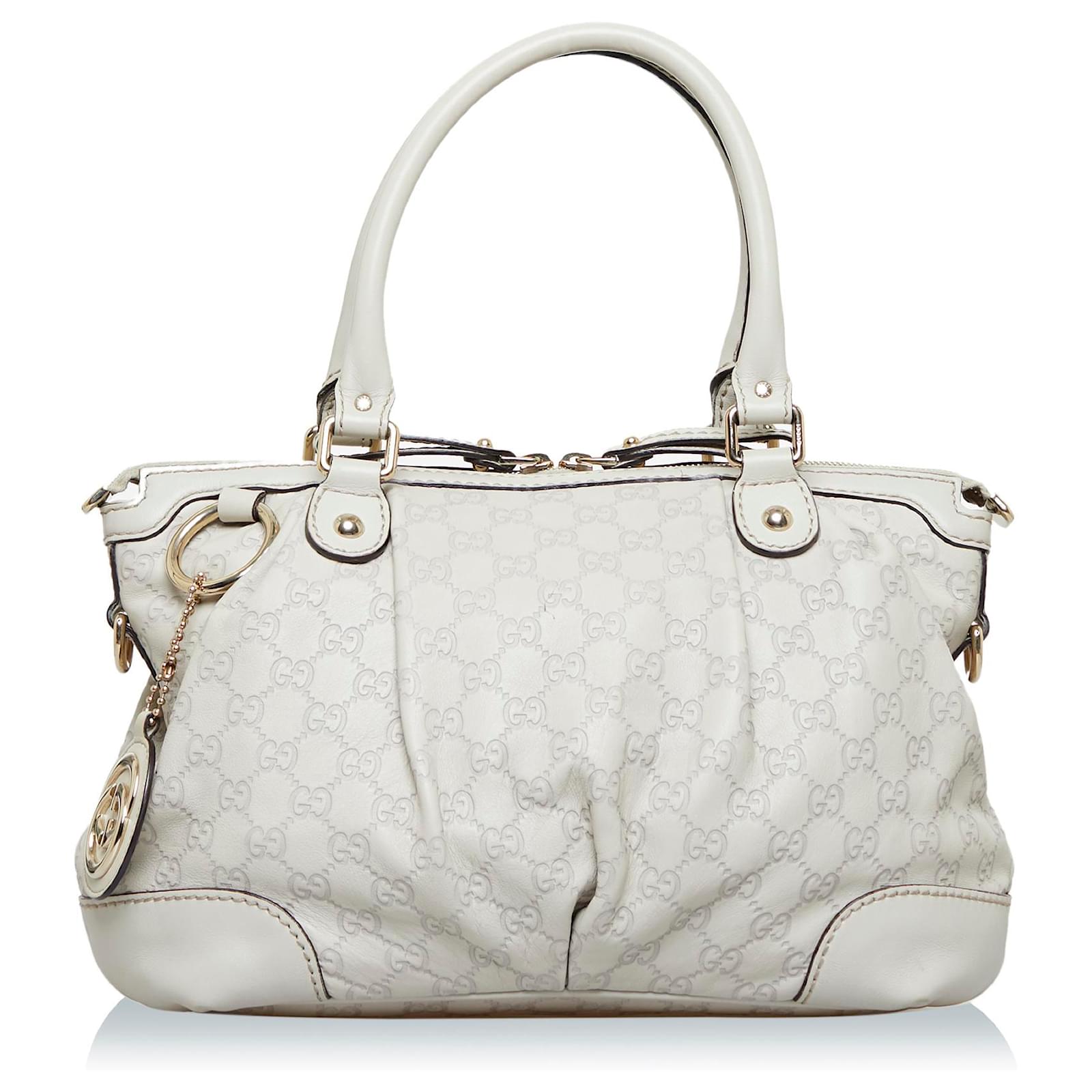 Gucci White Guccissima Leather Medium Sukey Tote Bag