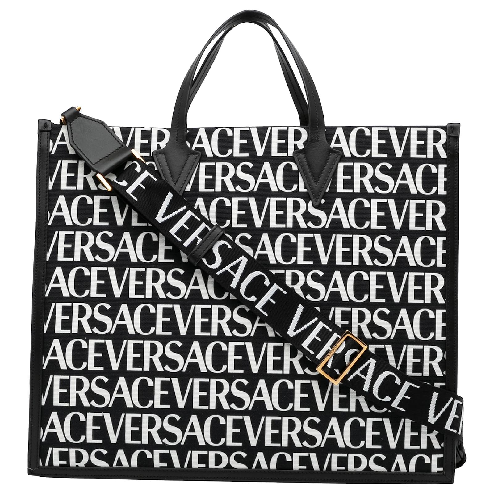 Versace Black Large Canvas Allover Tote Cloth Cloth ref.914394 - Joli Closet