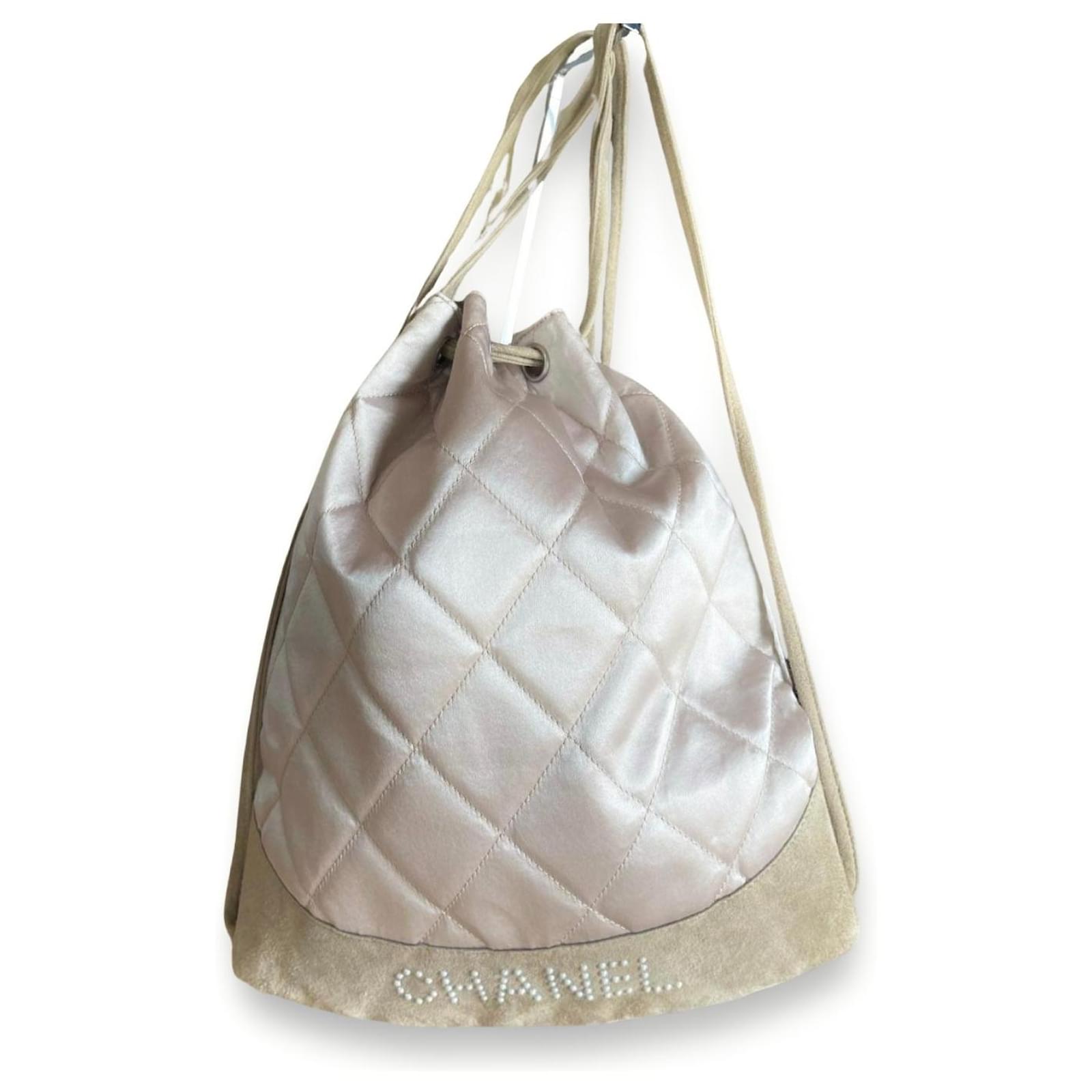 Chanel Gabrielle coco backpack, duffel style, quilted Brown Pink Silk  Deerskin ref.914499 - Joli Closet