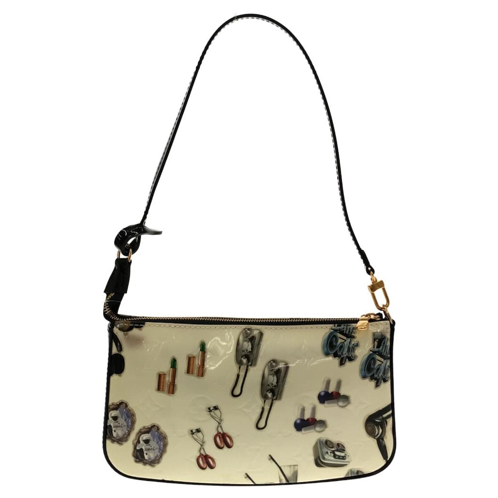 Pochette accessoire patent leather handbag Louis Vuitton Beige in