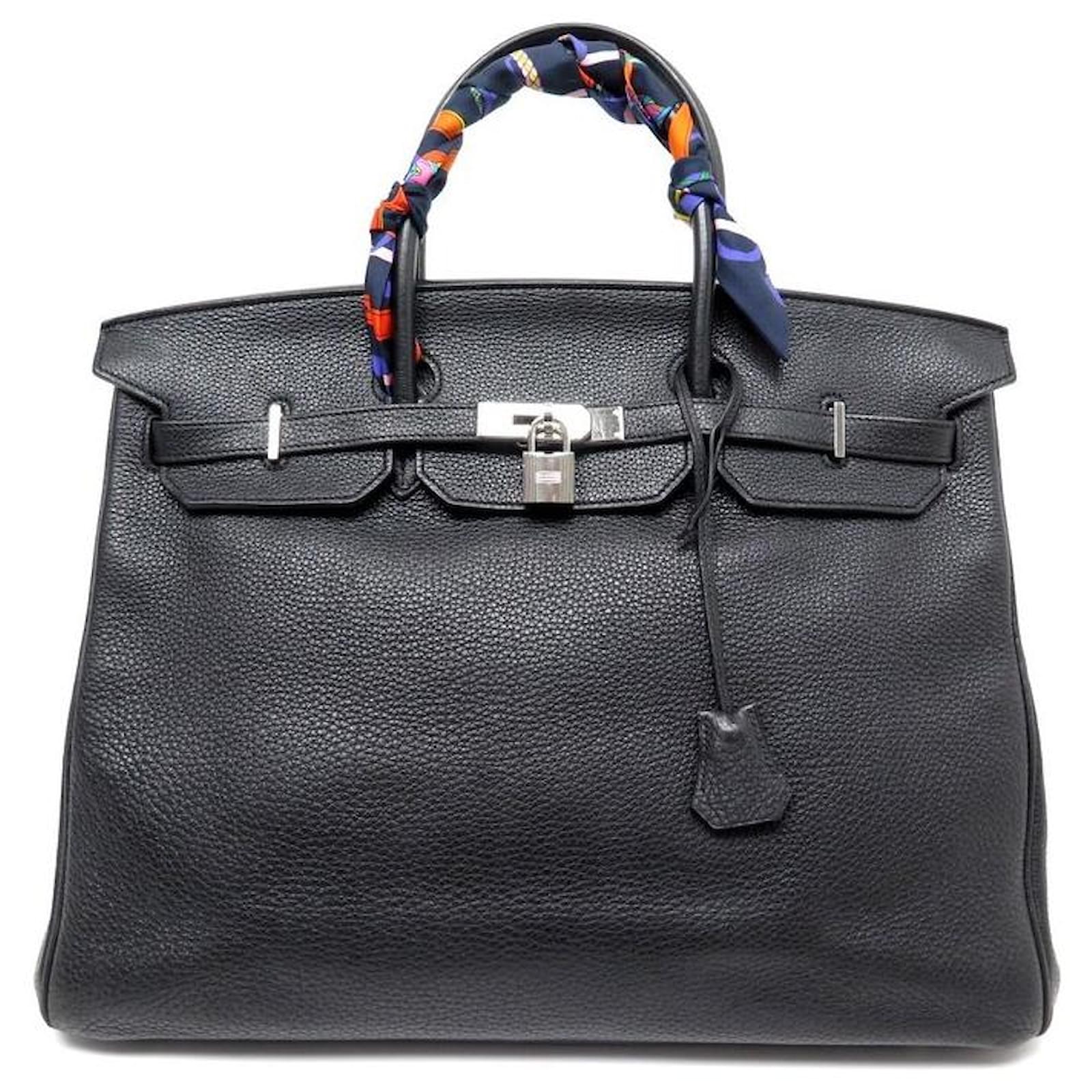 Hermes HAC Birkin 40 Handbag Black Clemence Leather Palladium