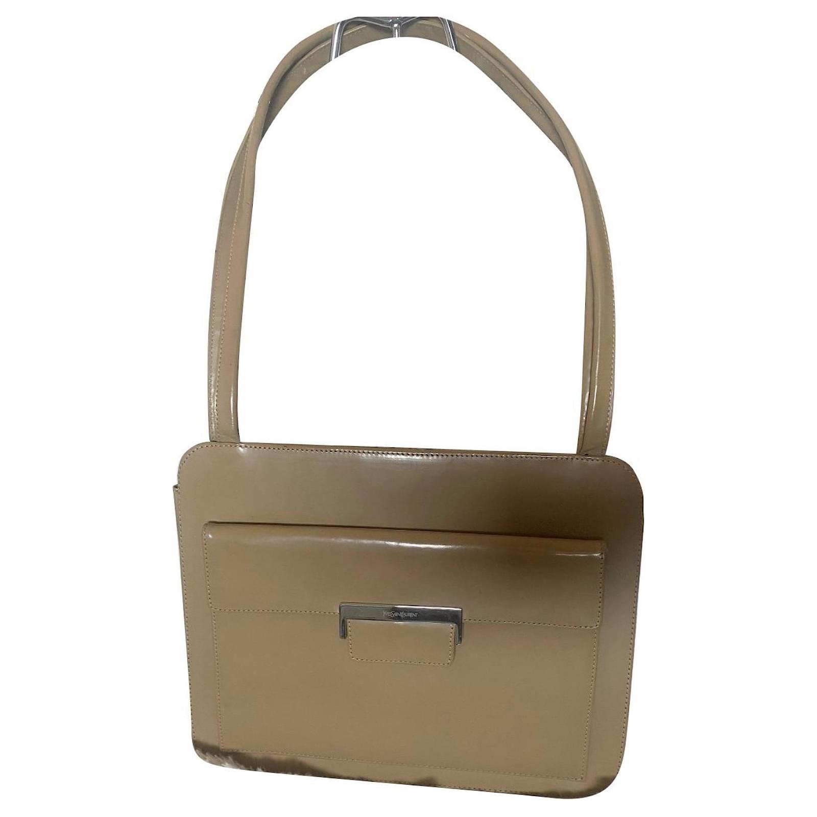 Beige Patent Leather Handbag