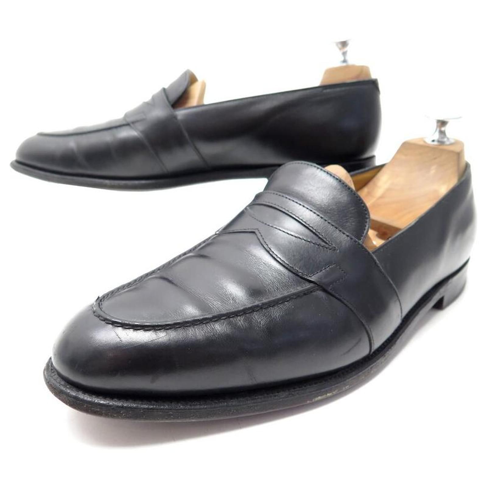 JOHN LOBB FENCOTE SHOES 7.5 41.5 LOAFER SHOES BLACK LEATHER LOAFERS ref ...