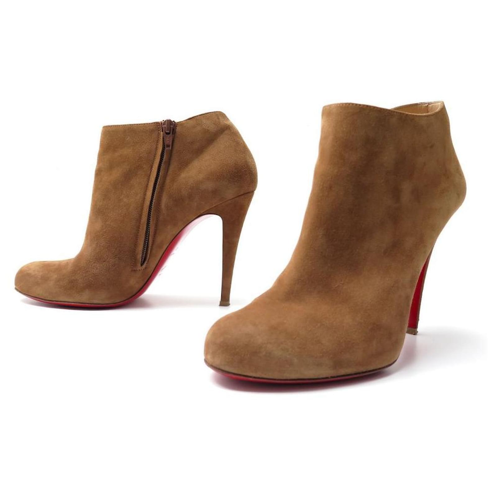 LOUBOUTIN SHOES BELLE ANKLE BOOTS 100 41 BROWN BOOTS ref.916059 - Closet