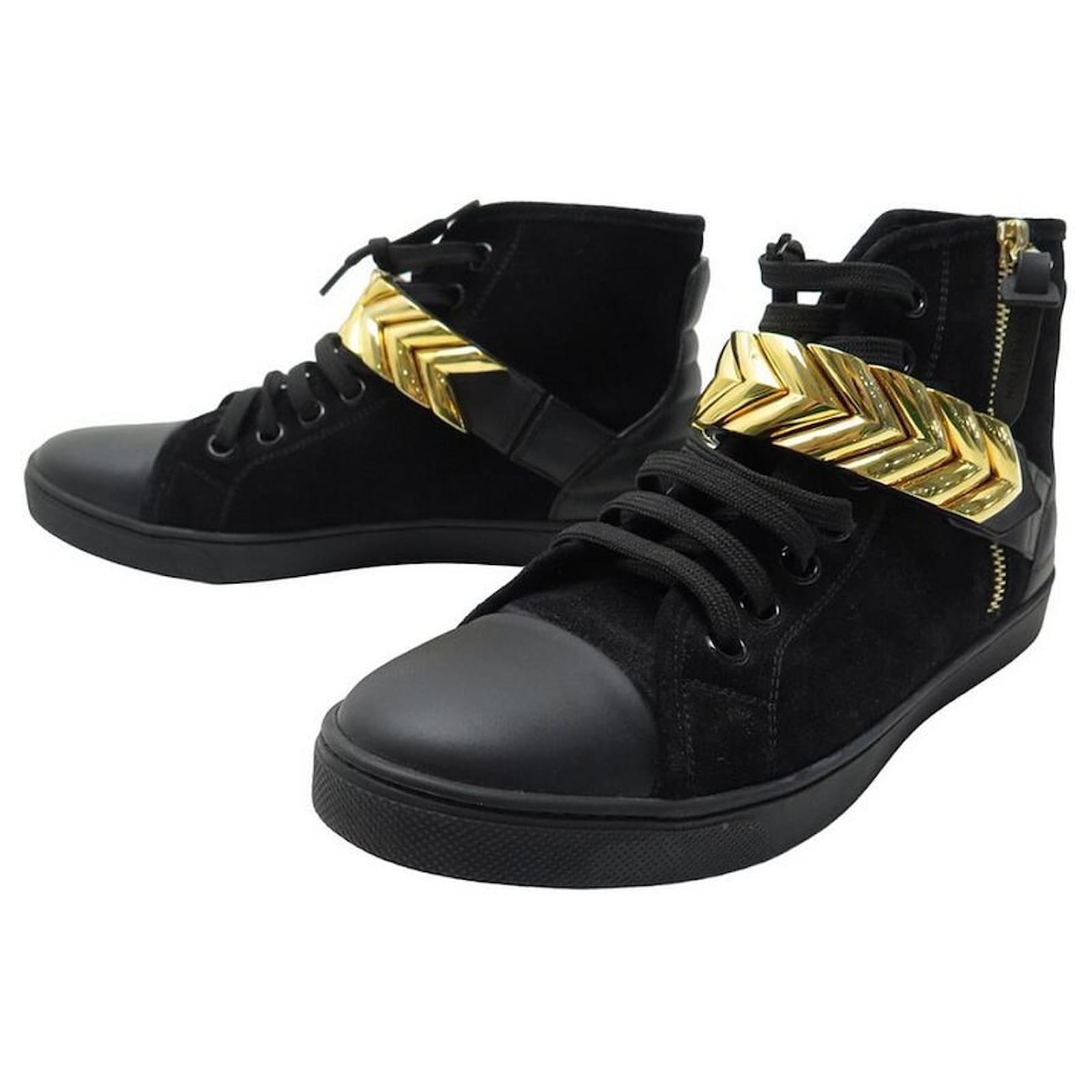 LOUIS VUITTON PUNCHY HIGH TOP SHOES 38 BLACK LEATHER SNEAKERS SNEAKERS SHOE ref.916069 image