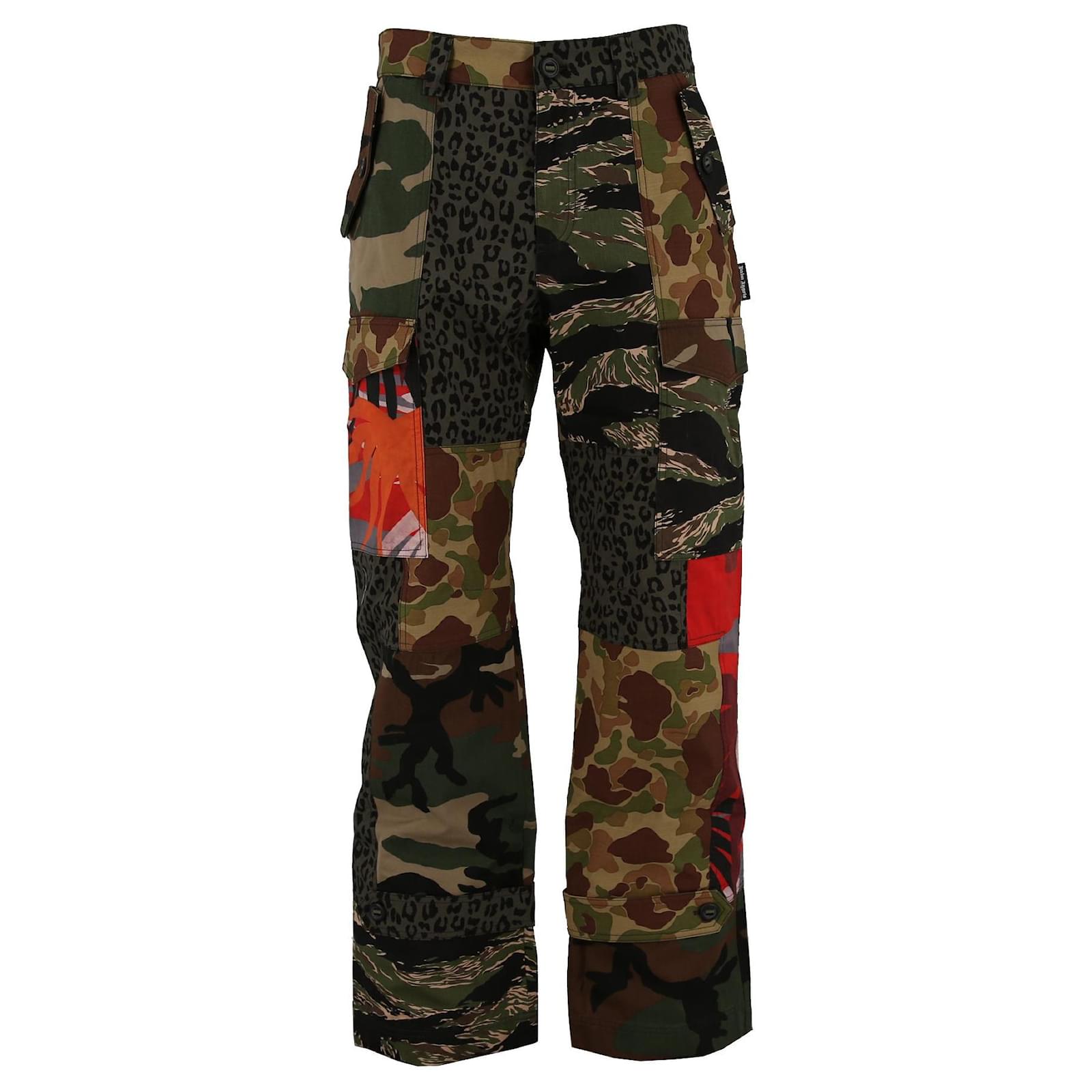 Palm Angels Panelled Mix Cotton Cargo Trousers - Men's - Polyester/cotton  in Green for Men