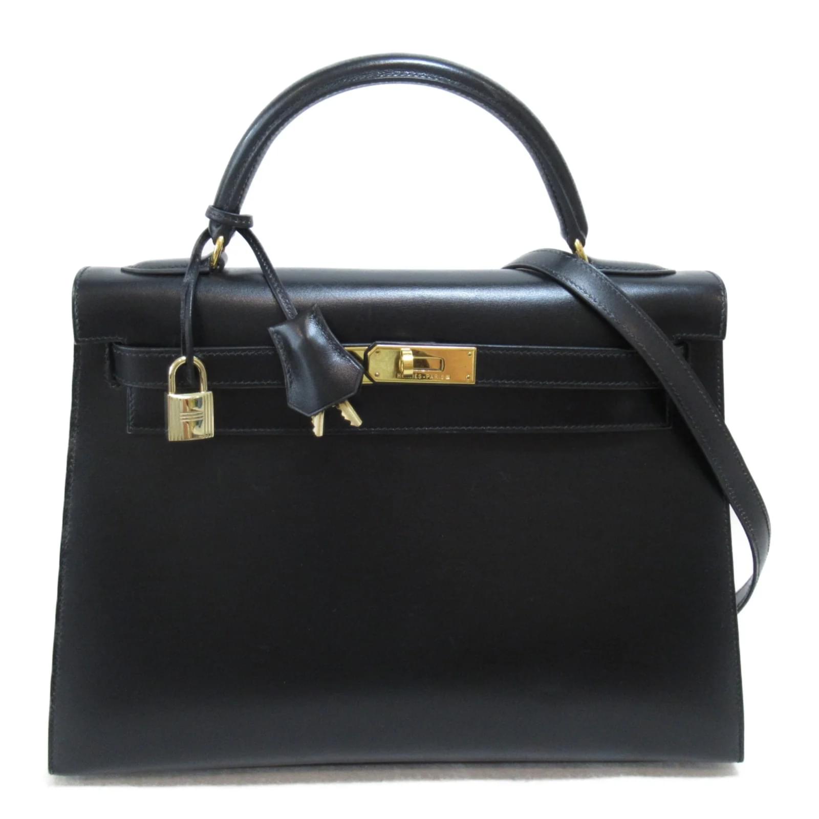 Hermès Box Kelly 32 Black Leather Pony-style calfskin ref.905794 - Joli  Closet