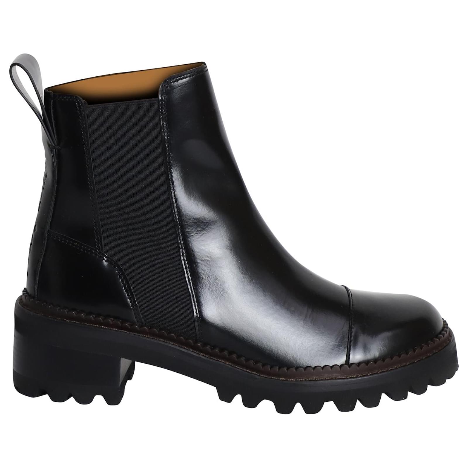 See by Chloé Mallory Ankle Boots in Black Leather ref.917629 - Joli Closet