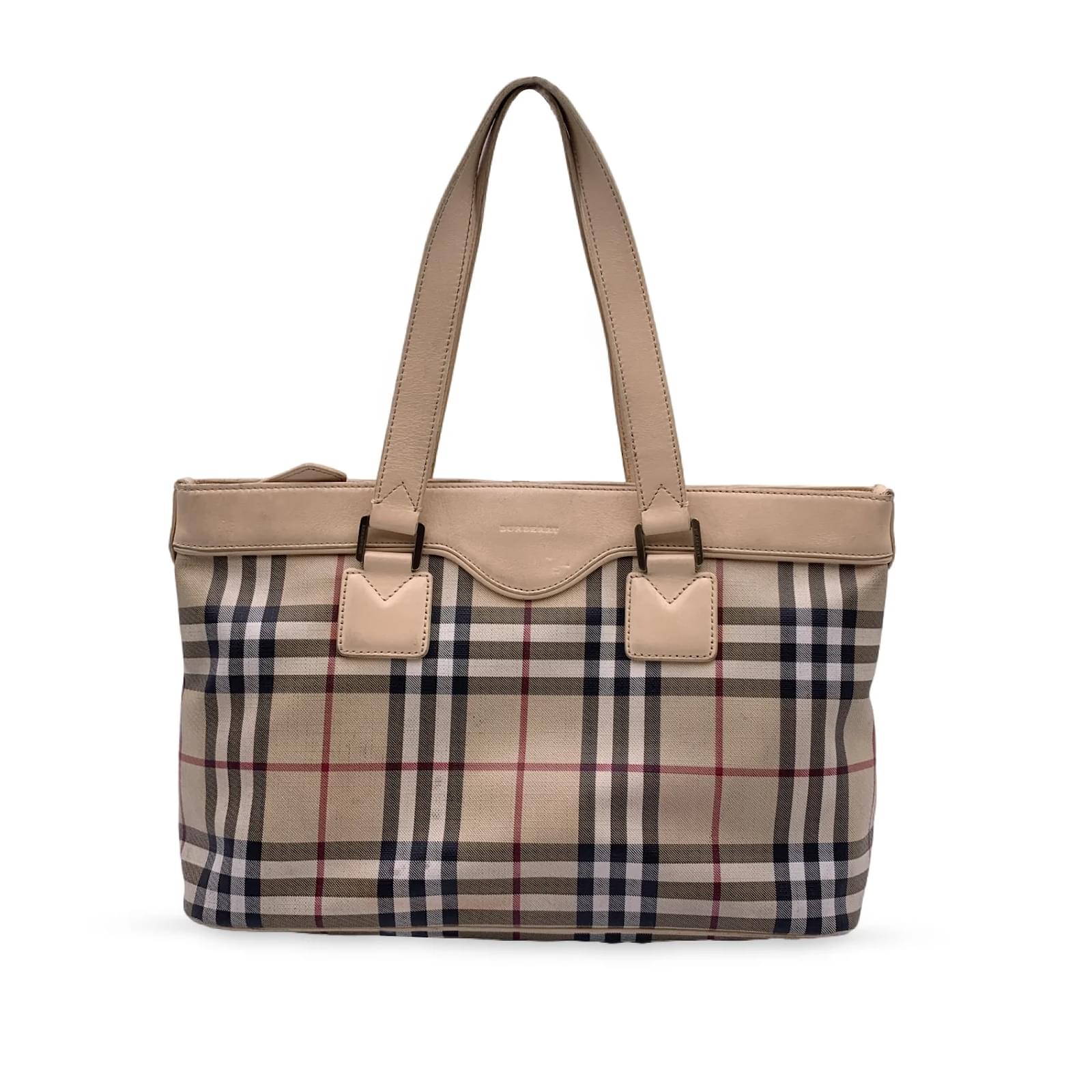 Burberry Beige Nova Check Canvas Handbag Tote Bag Cloth ref.917822 - Joli  Closet