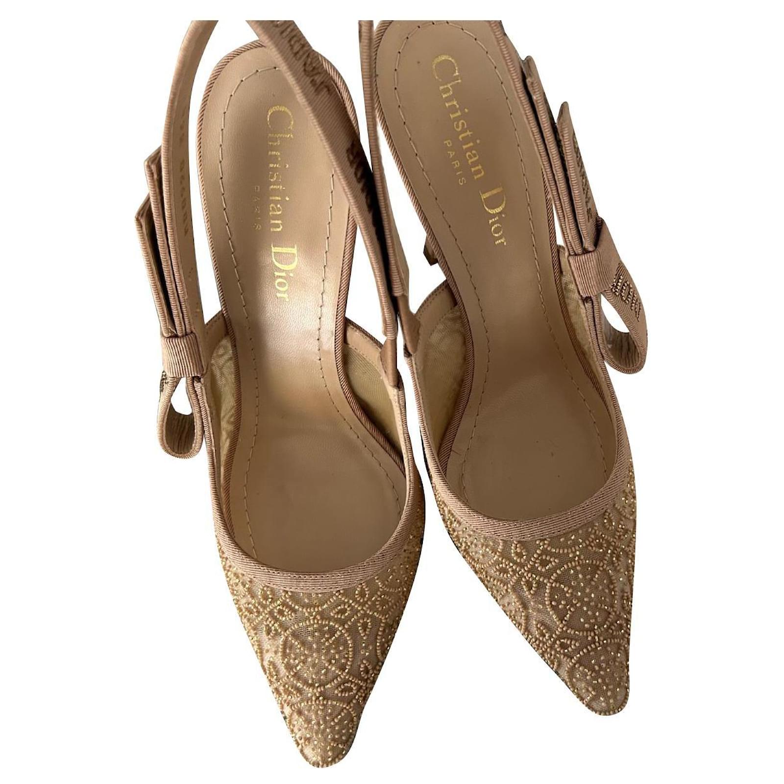 Christian Dior Heels Beige Leather Pearl ref.917878 Joli Closet