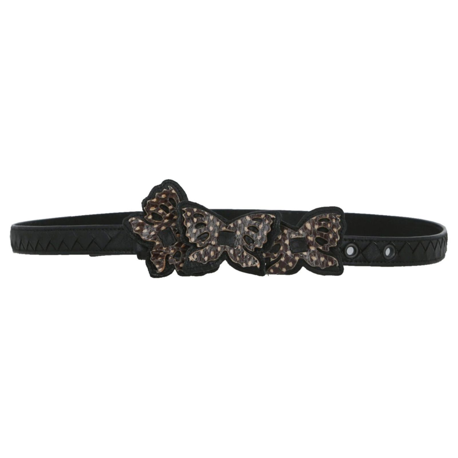 Bottega Veneta Intrecciato Butterfly Belt Black Leather ref  display picture 2