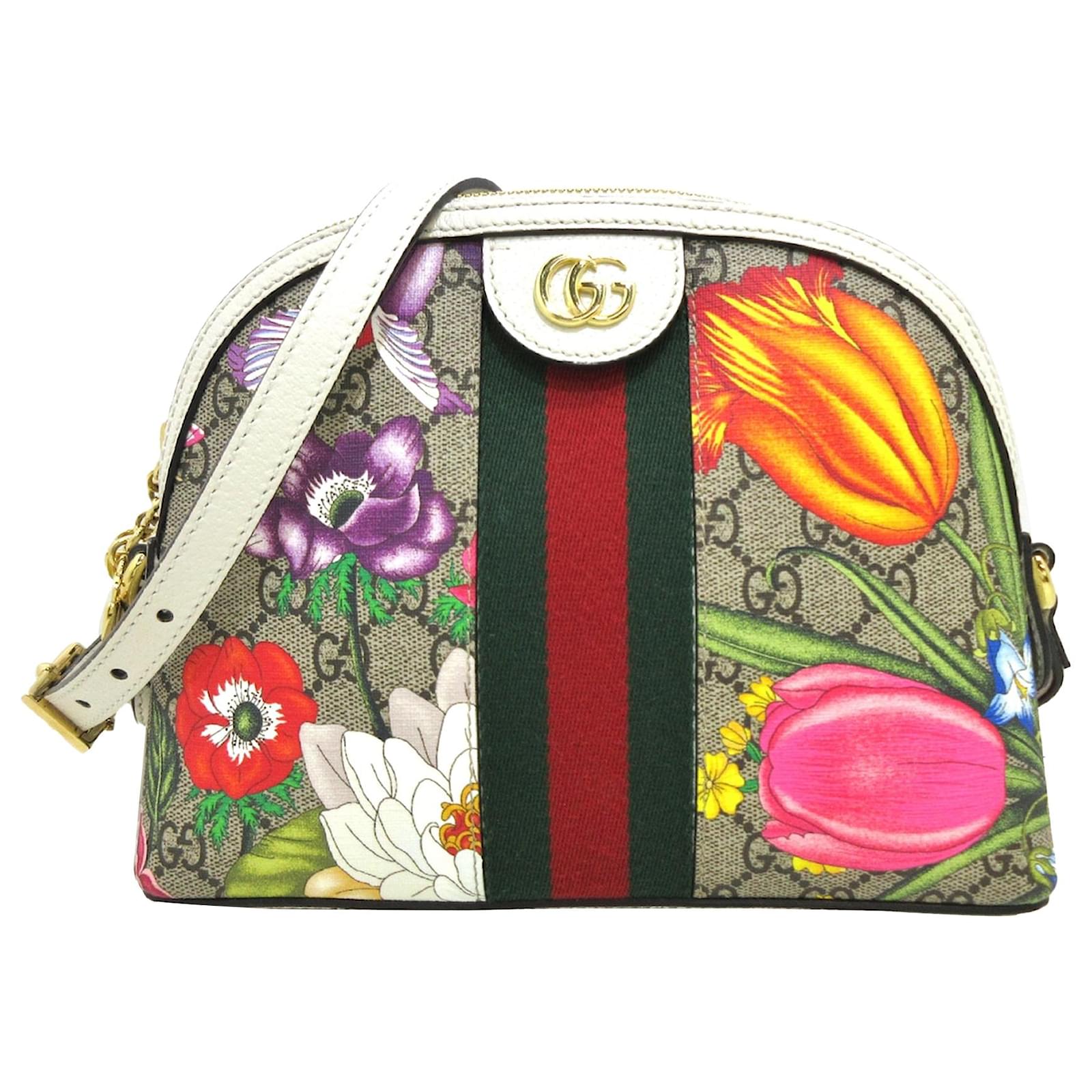 GUCCI Ophidia leather-trimmed printed coated-canvas shoulder bag