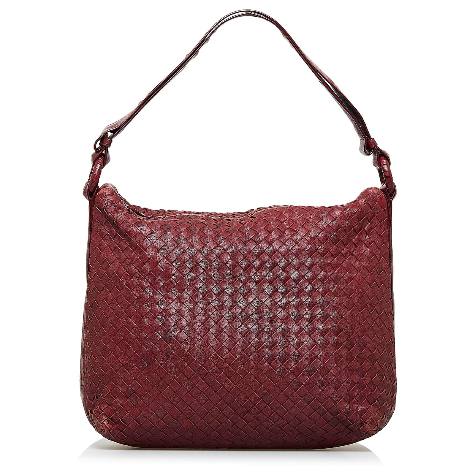 Bottega Veneta Loop Mini Intrecciato Leather Shoulder Bag - Red