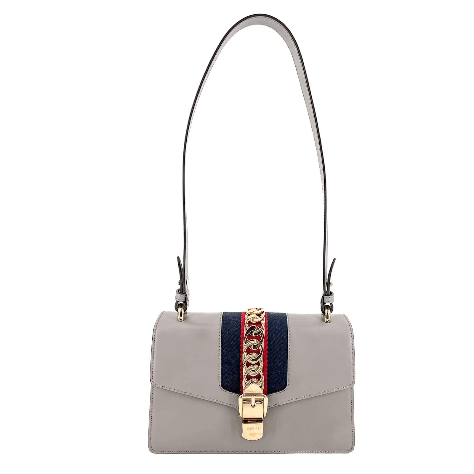Gucci Grey Leather Small Sylvie Shoulder Bag Gucci