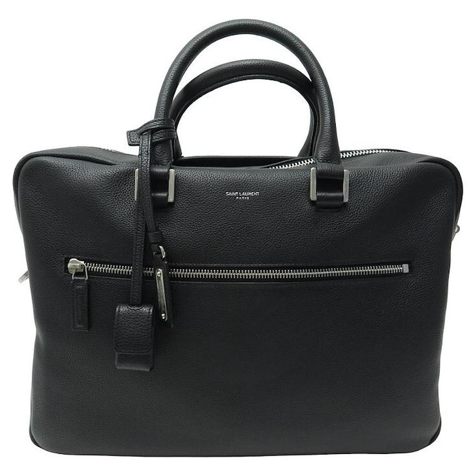 SAINT LAURENT BRIEFCASE BAG 480586 BLACK LEATHER BRIEFCASE