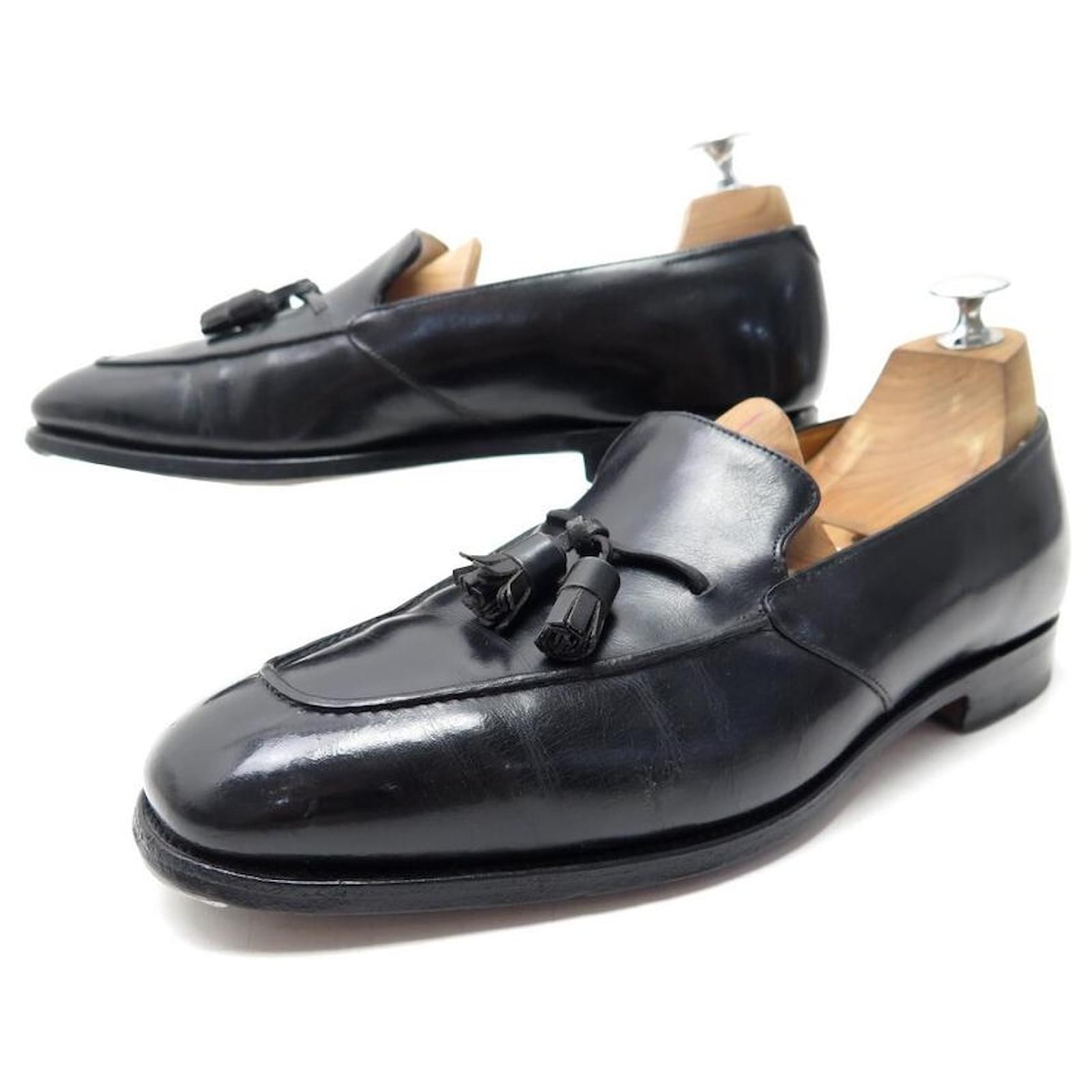 JOHN LOBB SHOES COLOMBO MOCCASINS WITH POMPOMS 7.5E 41.5 in black ...