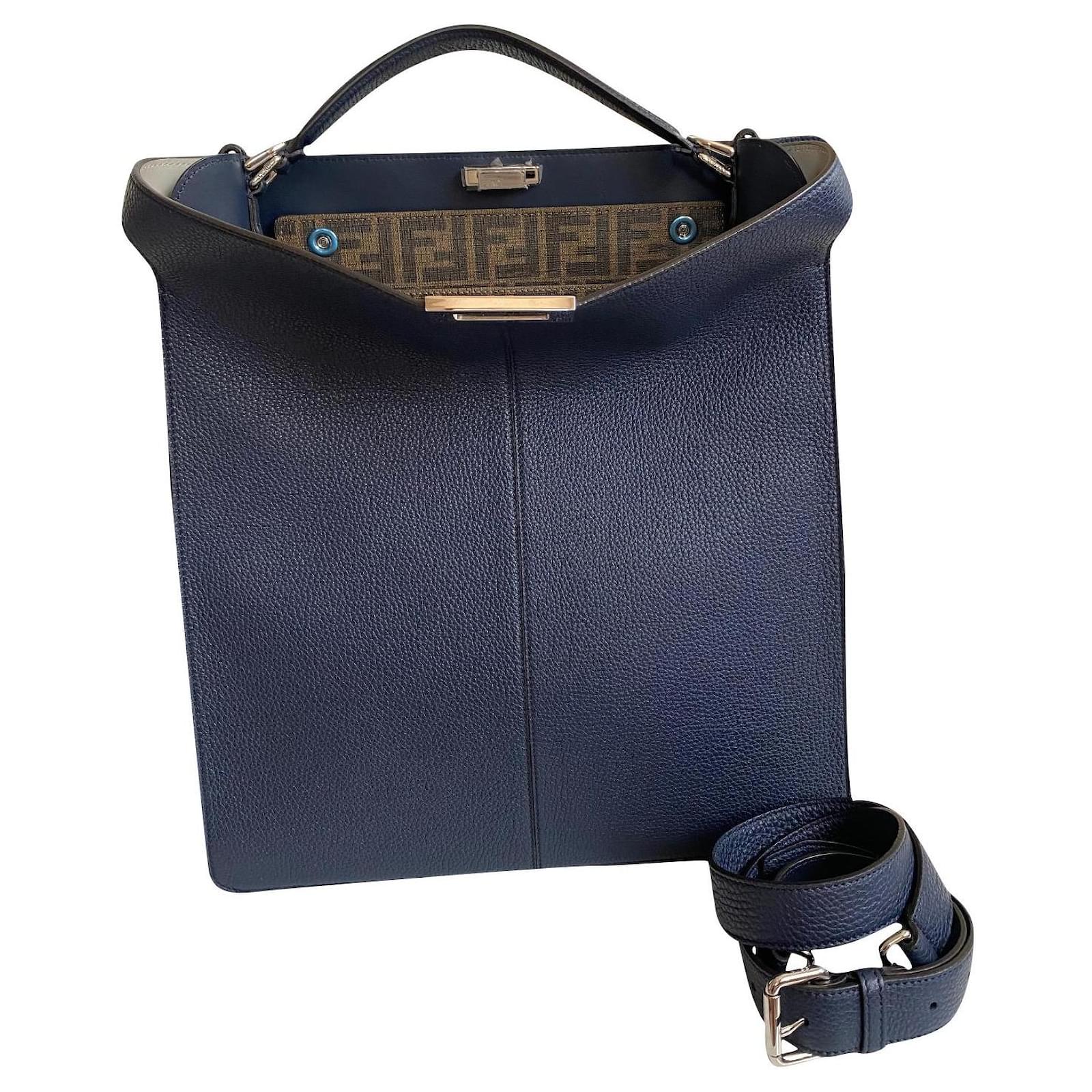 Fendi Pre-owned Micro Peekaboo Leather Tote Bag - Blue