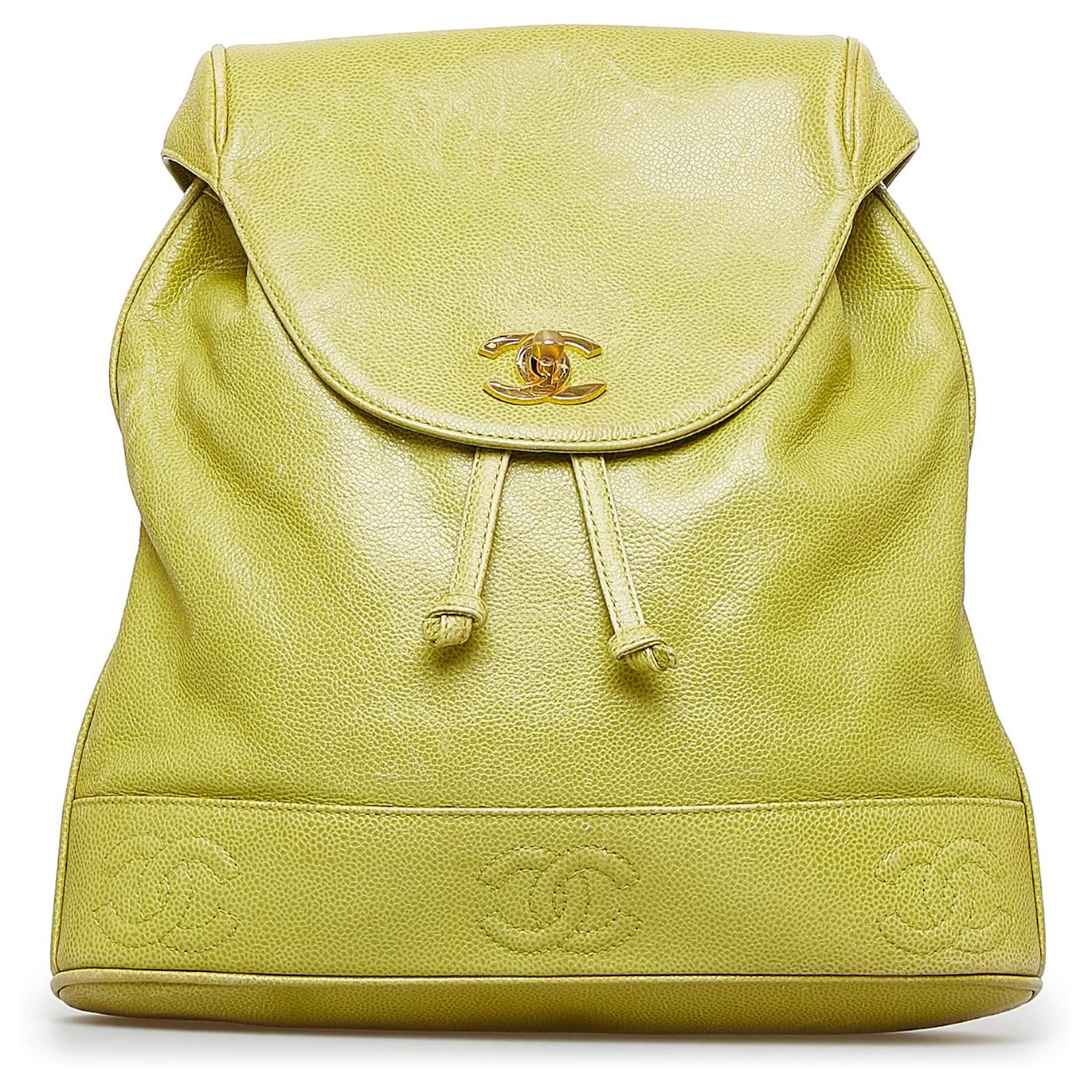 Chanel Green Caviar Triple CC Backpack Light green Leather ref.922085 -  Joli Closet