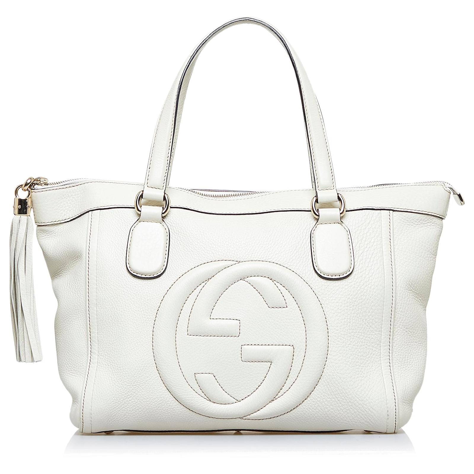 Gucci White Leather Soho Tote Bag