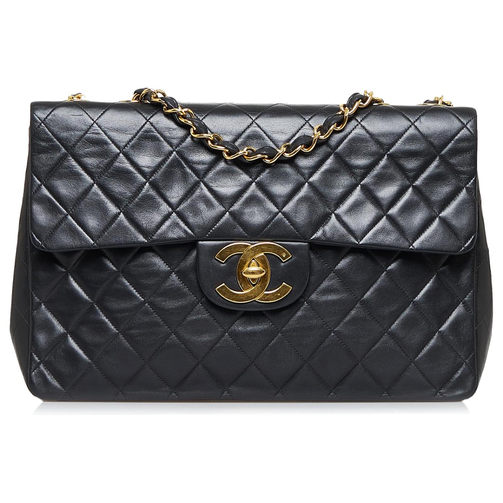Chanel Brown Quilted Caviar Leather Maxi Classic Double Flap Bag