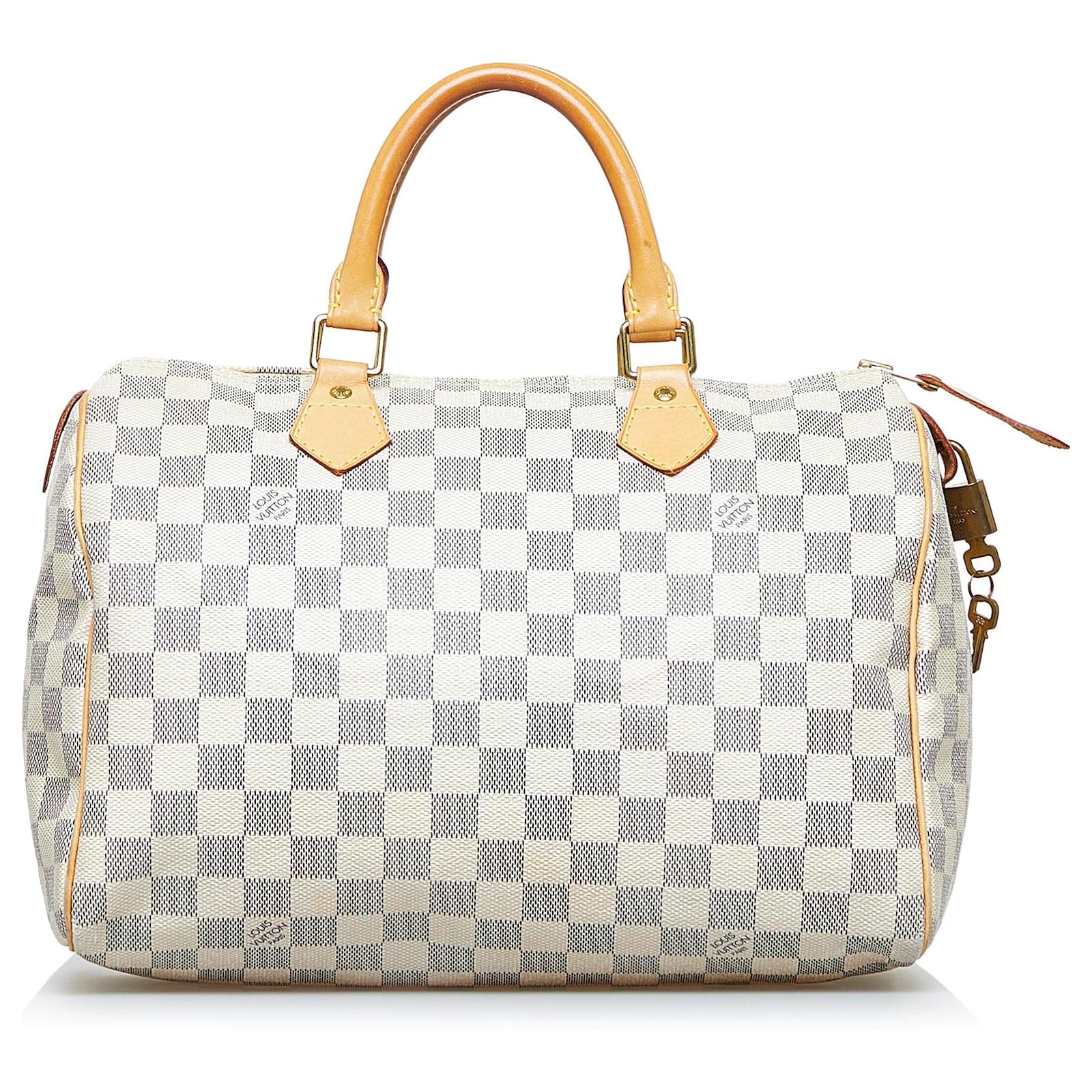 Louis Vuitton White Damier Azur Speedy 30 Cloth ref.923237 - Joli Closet