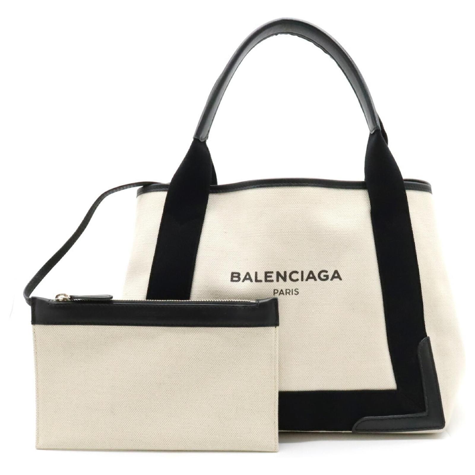 BALENCIAGA Pre-Loved Small Cabas Canvas Tote Bag