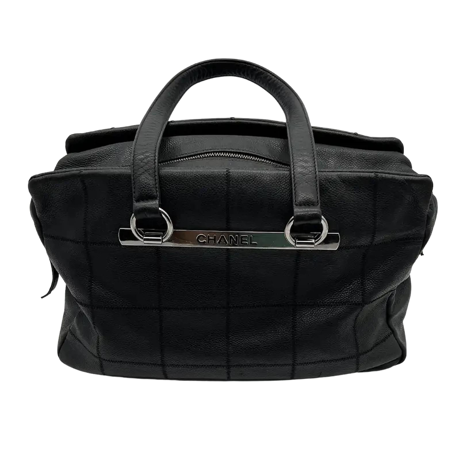 Bowling Chanel Chocolate Bar Tote Bag black Leather ref.924235 - Joli Closet