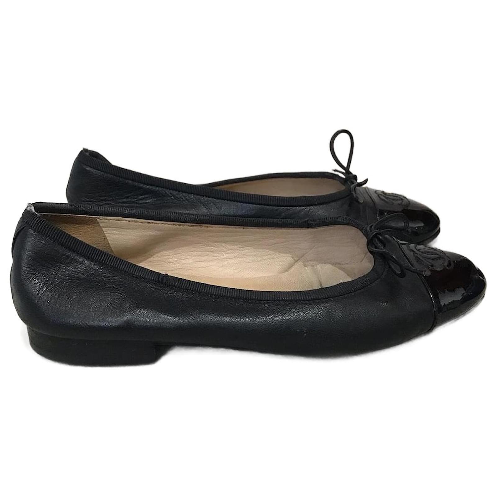 Slingback leather ballet flats Chanel Black size 39 EU in Leather - 35920172