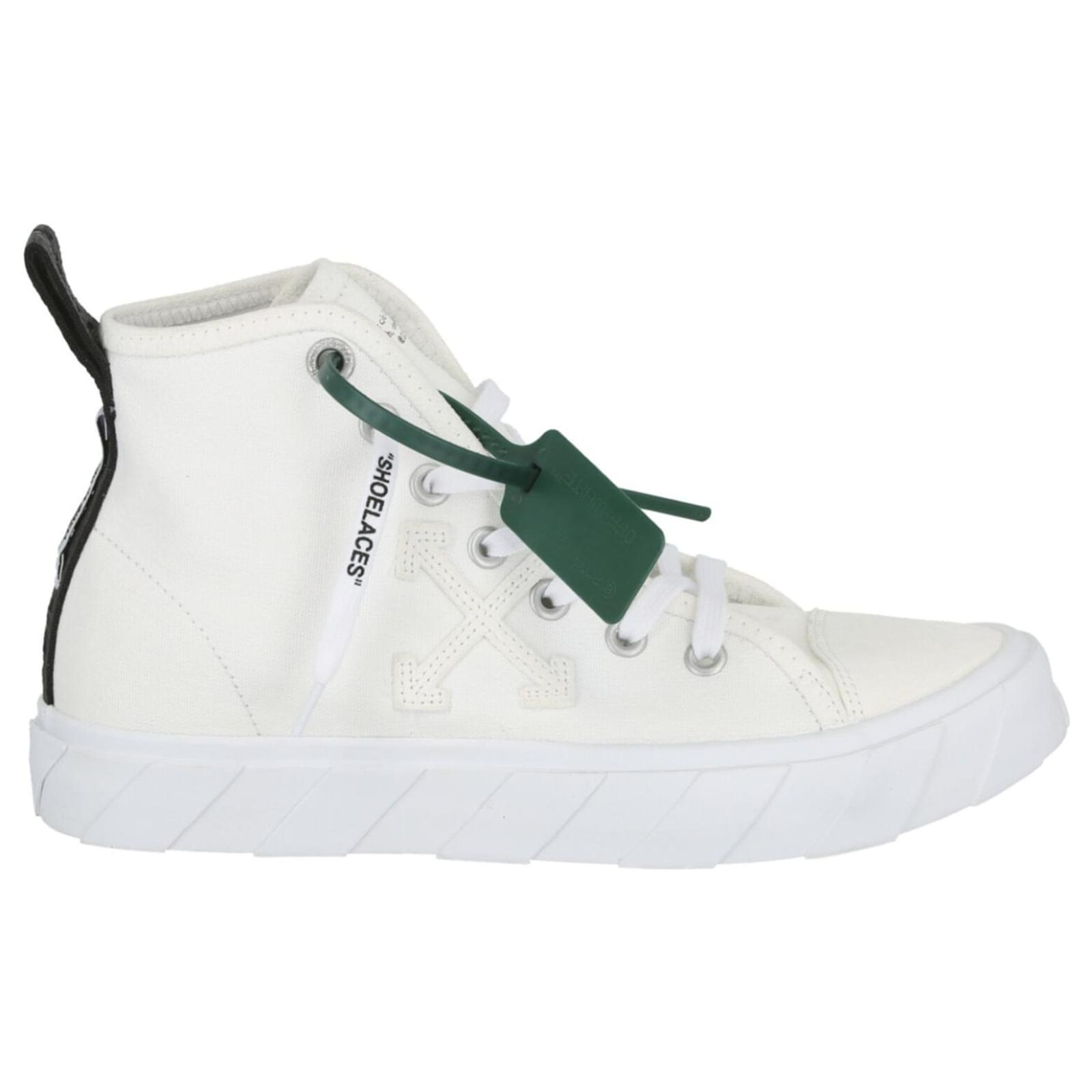 Off-White Vulcanized Canvas Mid-Top Sneakers